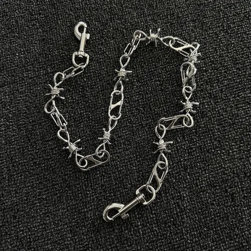 Jewelry Silver Barbed Wire Wallet Chain, Edgy Metal Link Chain Size ONE SIZE - 4 Thumbnail