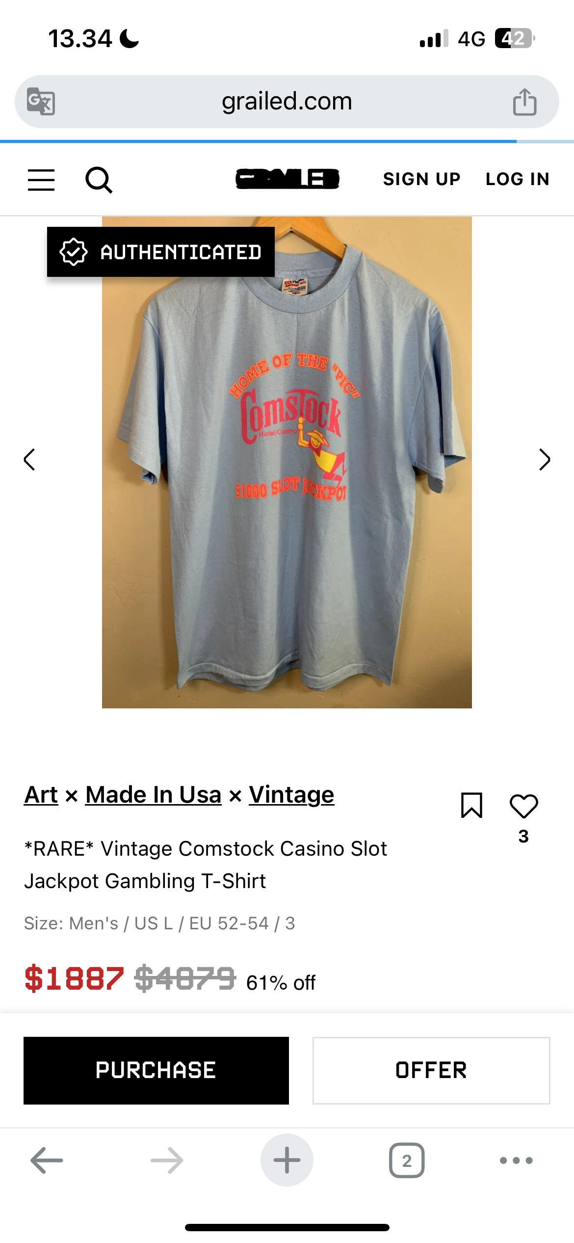 Vintage Rare Vintage Comstock Casino Slot Jackpot Size US M / EU 48-50 / 2 - 2 Thumbnail