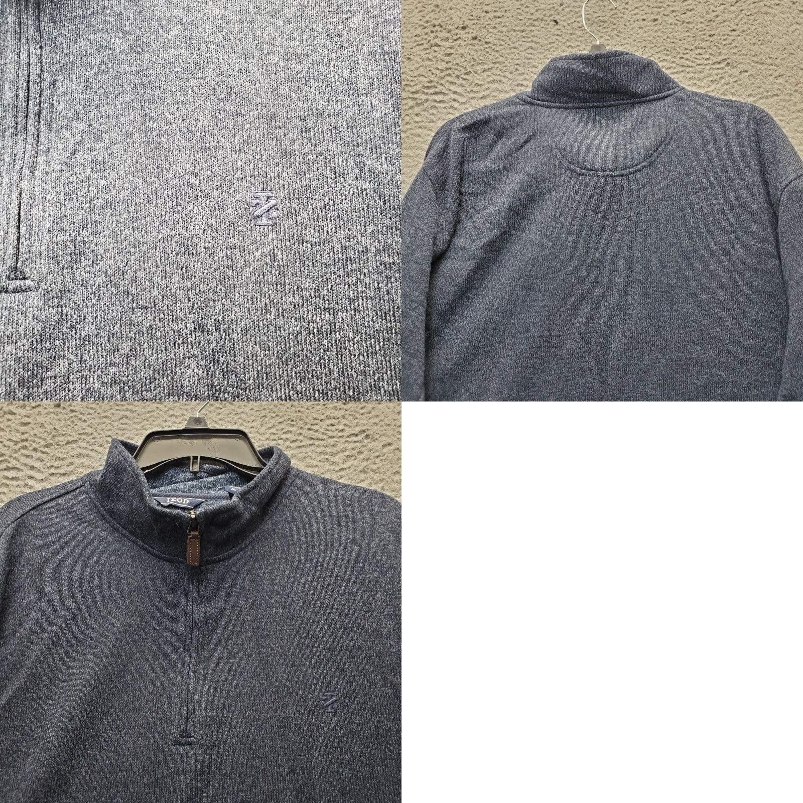 Izod IZOD Mens Pullover Sweater 2XL Blue Knit Embroidered Logo Quarter Zip Casual Bed Linen? Size US XXL / EU 58 / 5 - 8 Thumbnail