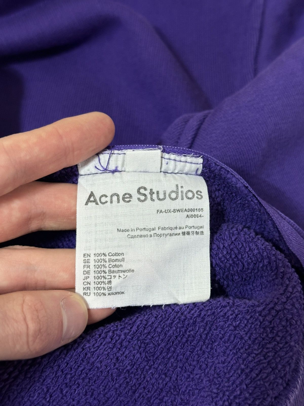 Acne Studios Distressed Logo Oversized Sweatshirt Purple