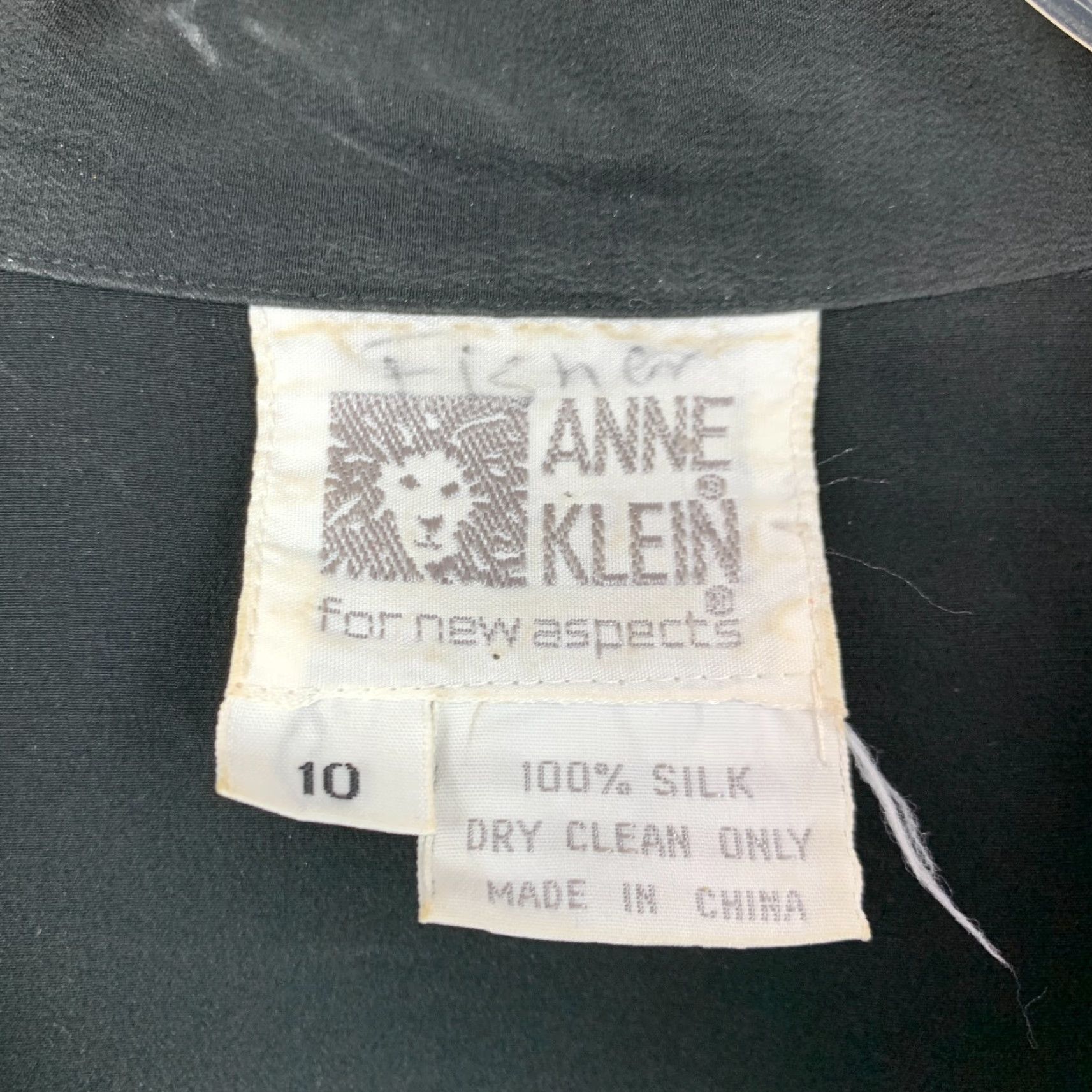 Anne Klein VINTAGE Anne Klein Shirt 10 Black 100% Silk Long Sleeve Dress 1980s Secretary/Geek Mens Womens Size L / US 10 / IT 46 - 3 Thumbnail