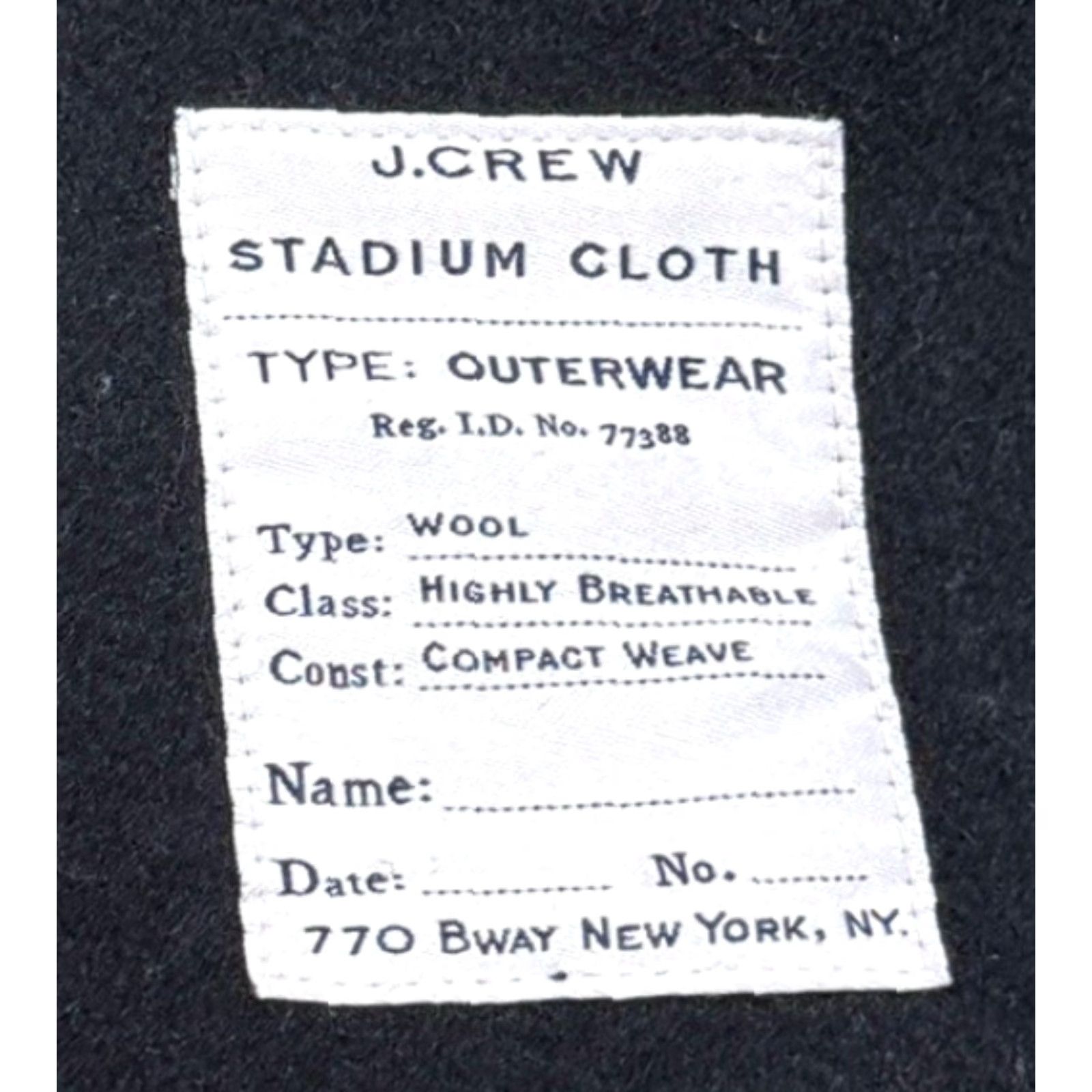J.Crew J.Crew Peacoat Mens Large Tall Black Bayswater Stadium Cloth Wool Coat Size US L / EU 52-54 / 3 - 7 Thumbnail