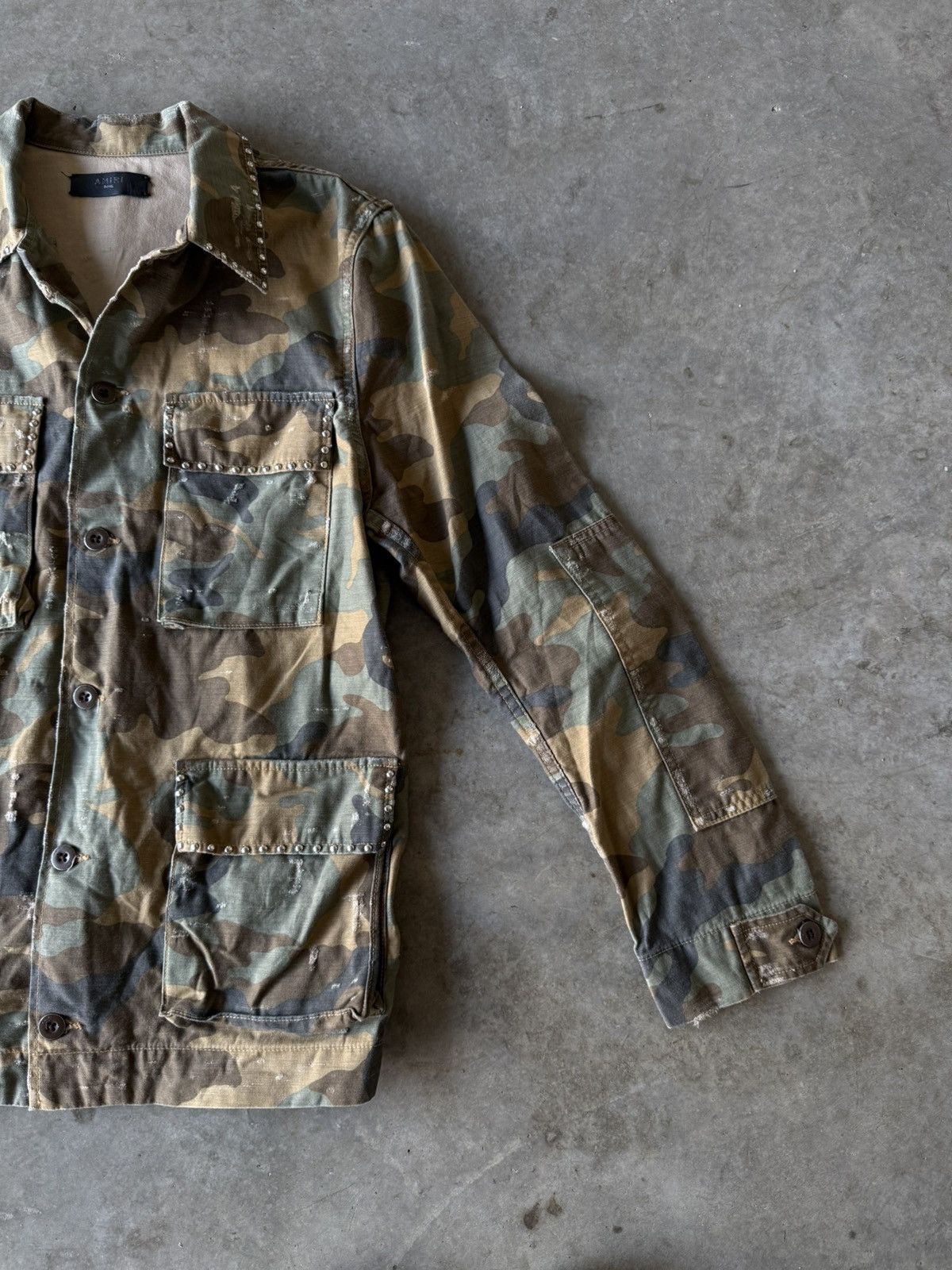 Amiri Amiri Studded Distressed Camo Field Jacket Size US S / EU 44-46 / 1 - 3 Thumbnail
