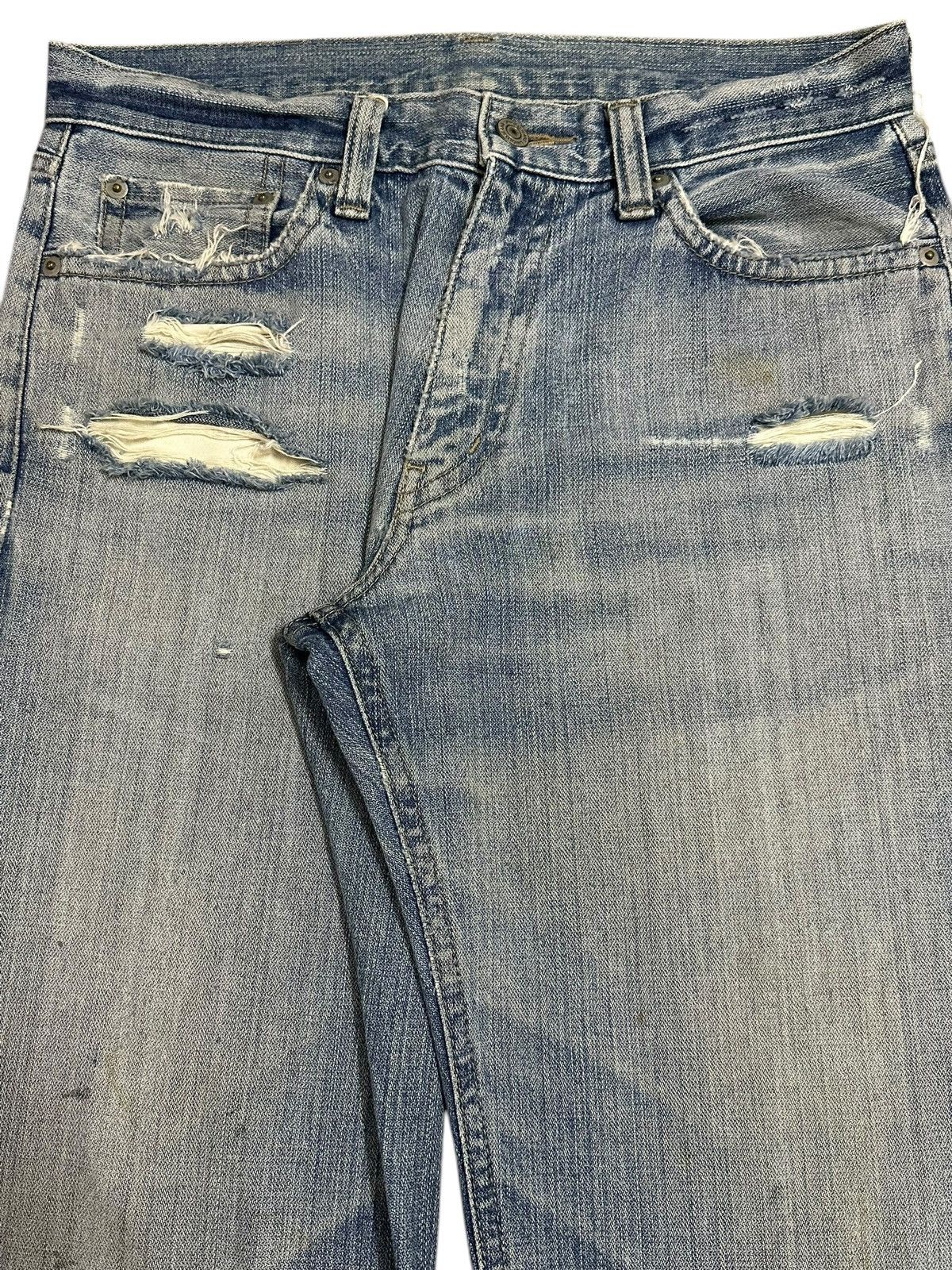 Jun Takahashi Vintage Japanese Uniqlo Blue Wash Style Distress Jeans Size US 31 - 4 Thumbnail