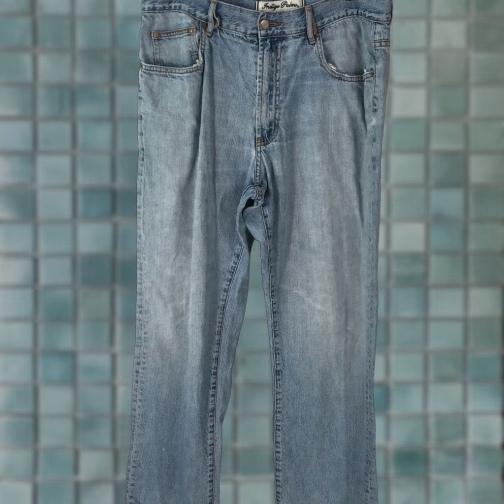 Denime Indigo Palms Men's Classic Fit Mid Rise Light Blue Casual Denim Jeans 35X30 Size US 34 / EU 50 - 1 Thumbnail