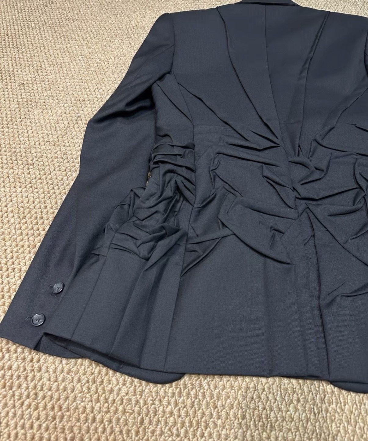 Raf Simons Raf Simons 04AW Black Ruched Deconstructed Blazer K23 Size US S / EU 44-46 / 1 - 9 Thumbnail