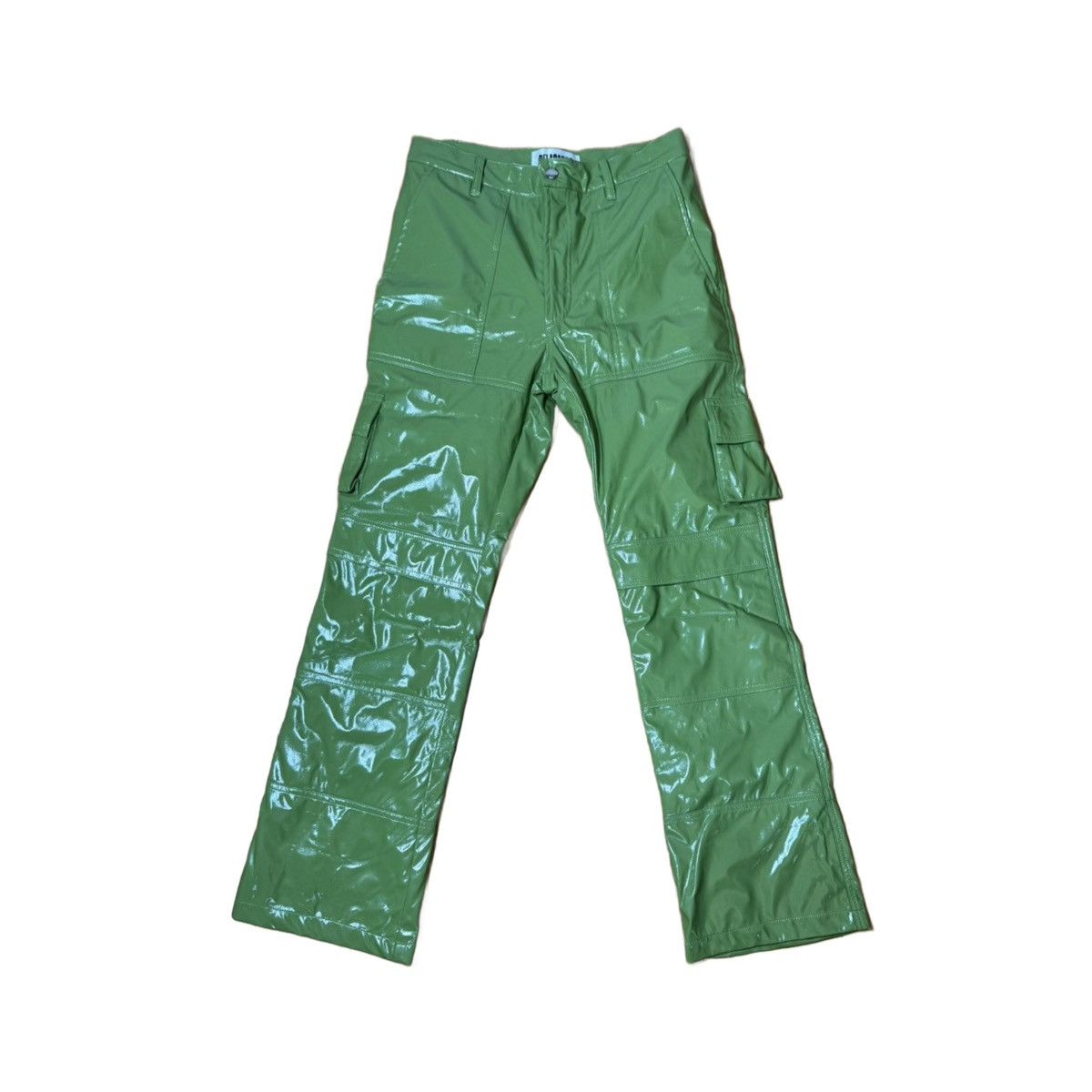 If Six Was Nine Delacasso Green Handmade Vinyl Cargo Pants Size US 30 / EU 46 - 1 Thumbnail
