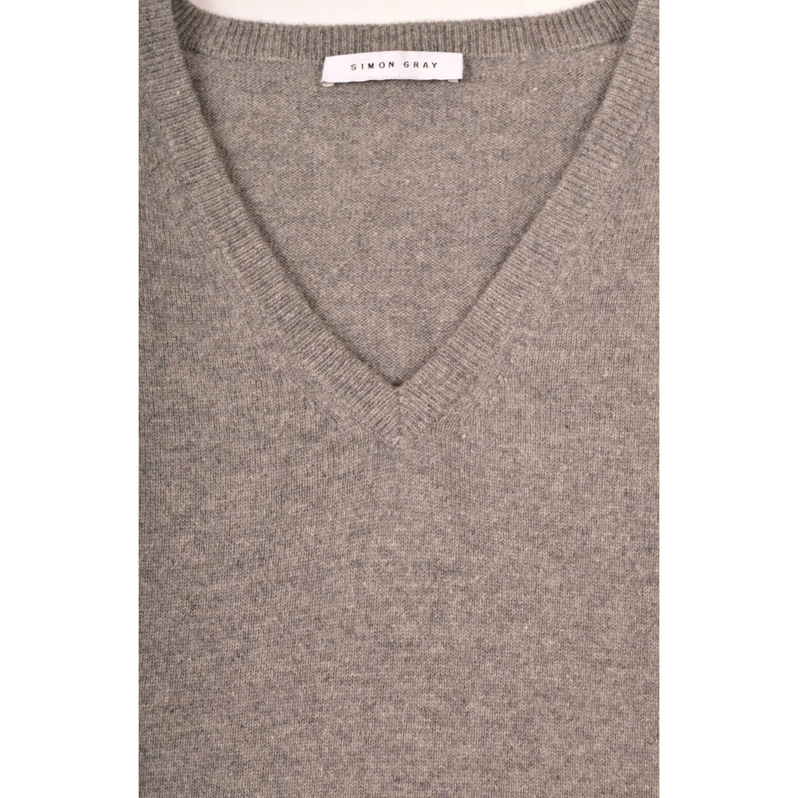 Simons Simon Gray Cashmere V-Neck Pullover Sweater, Size L, Gray, Men, 100% Cashmere, Designer Knit Shirt Size US L / EU 52-54 / 3 - 2 Thumbnail