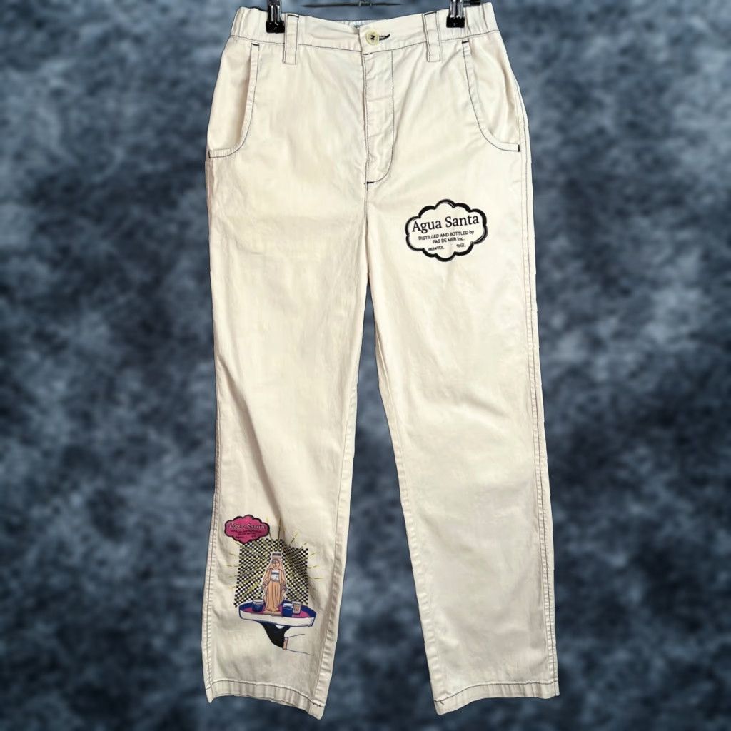 AQUA VINTAGE Pasdener Beige Chino Pants Womens Small 29in Inseam Flat Front Cotton 26in Waist Straight Leg Womens Size 28" / US 6 / IT 42 - 1 Thumbnail