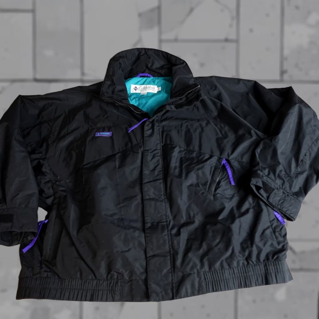 Vintage VINTAGE Columbia Mens Jacket XL Black Full Zip Radial Sleeve Whirlibird Windbreaker Hooded 90s Mens Size US XL / EU 56 / 4 - 1 Thumbnail