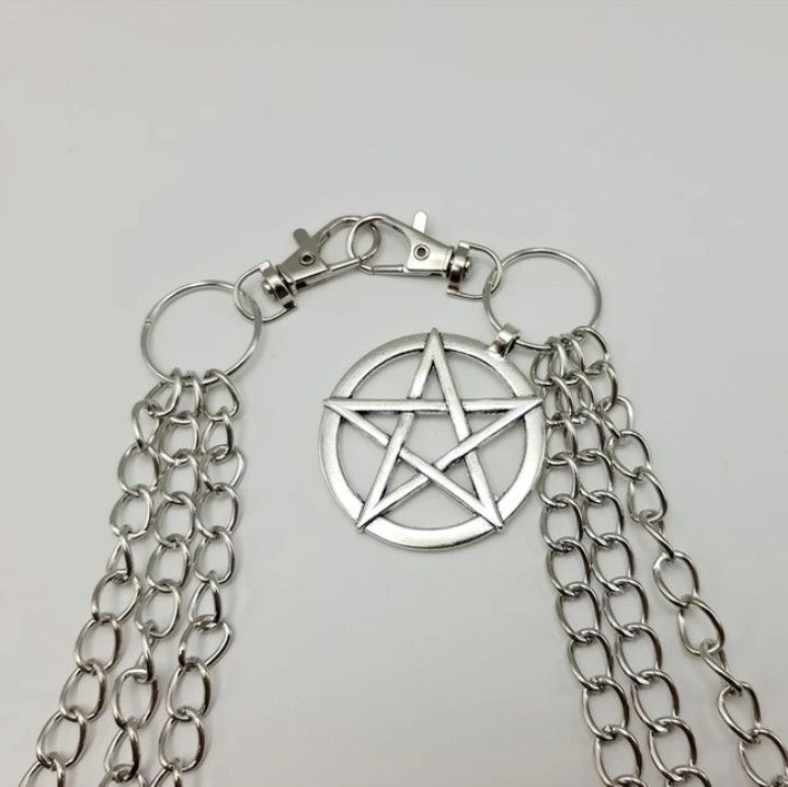 Other Punk Metal Chain Pentagram Keychains for Men Women Size ONE SIZE - 2 Thumbnail