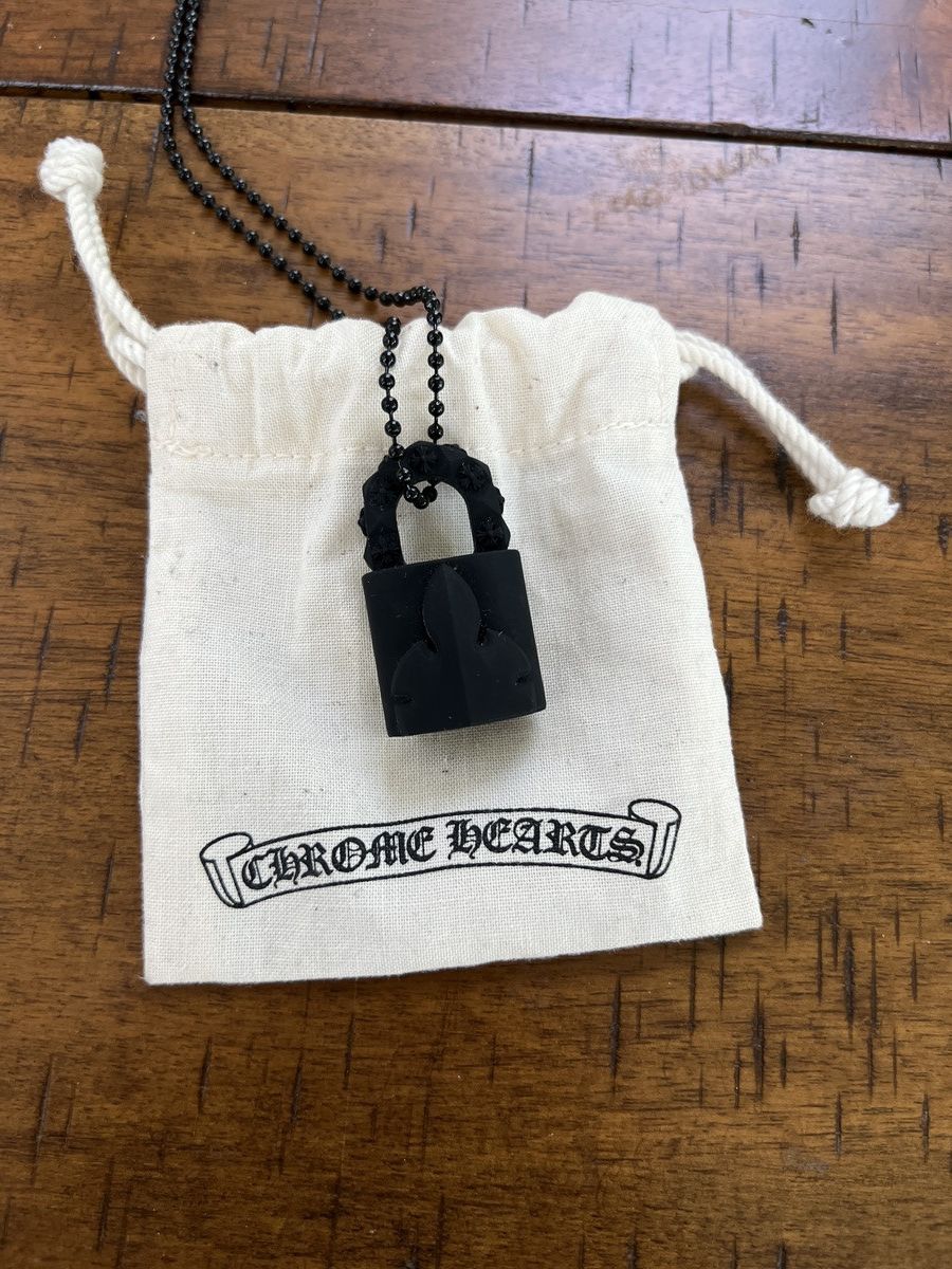 image of Chrome Hearts Silicone Padlock Necklace Silichrome in Black, Men's