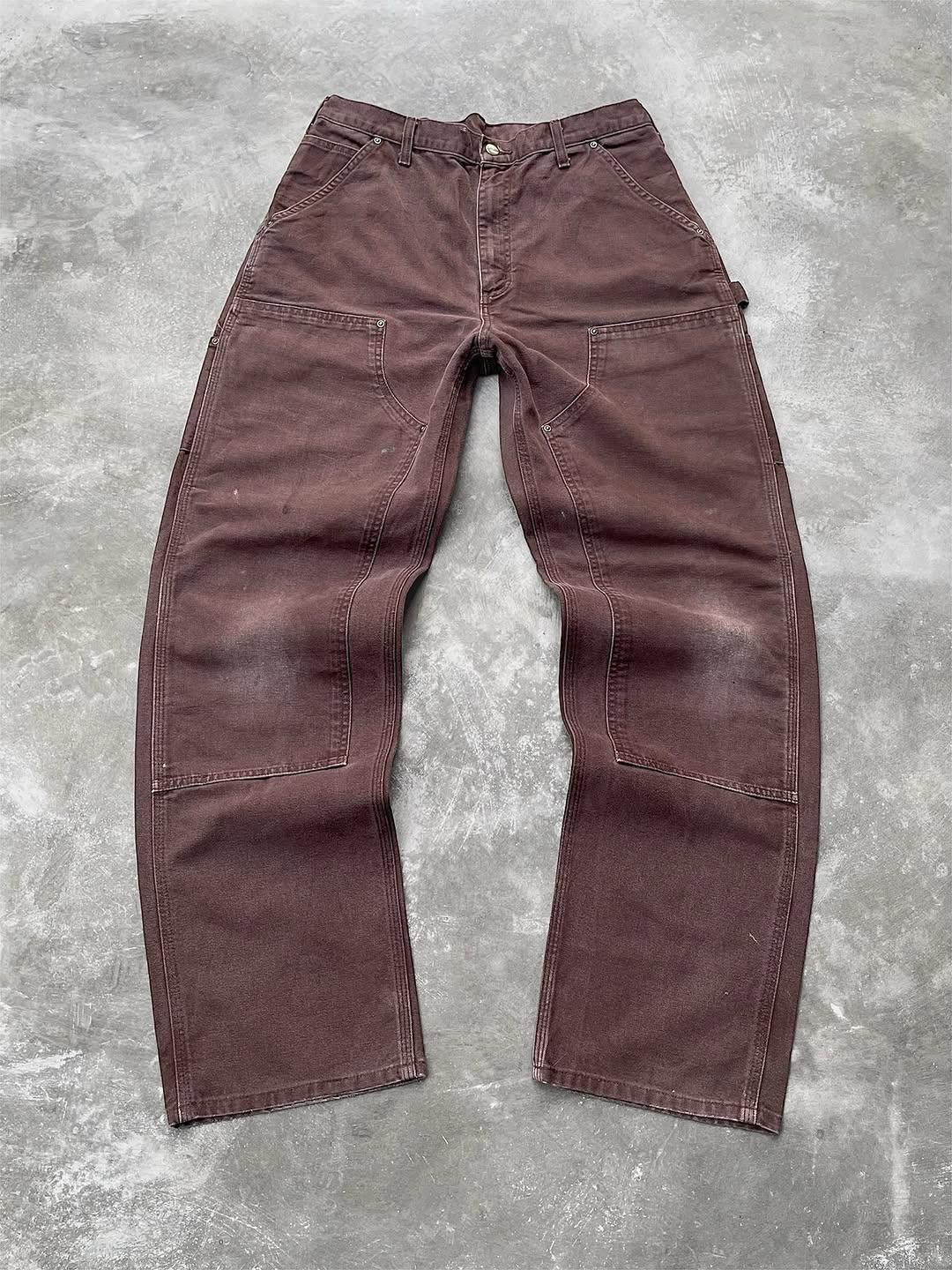 Carhartt Faded Dark Brown Carhartt Doublekne🪡Grunge Size US 34 / EU 50 - 1 Thumbnail