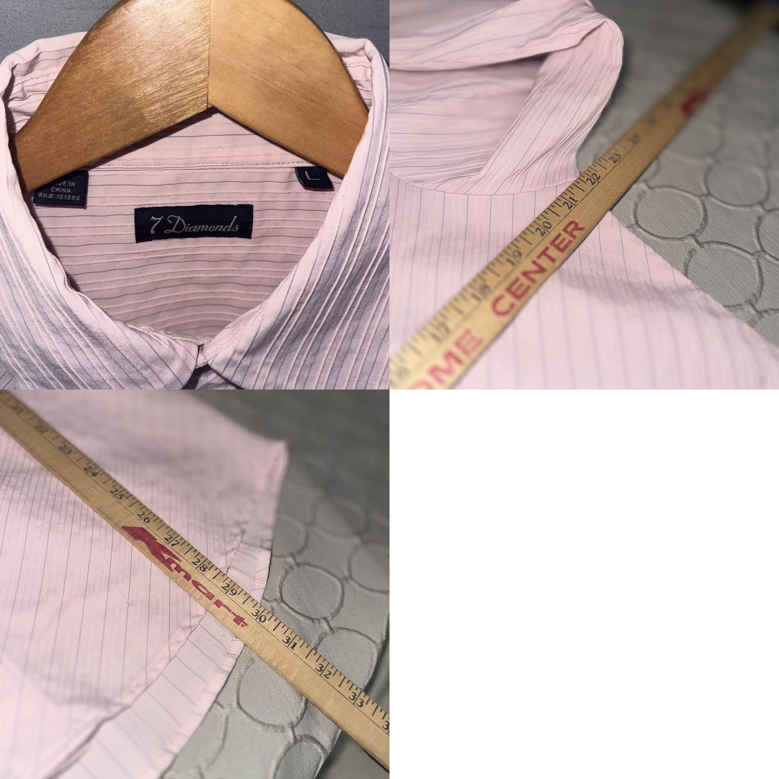 Vintage 7 Diamonds Shirts Mens Large Lot of 2 Black Pink Striped Stretch Button Up Size US L / EU 52-54 / 3 - 9 Thumbnail