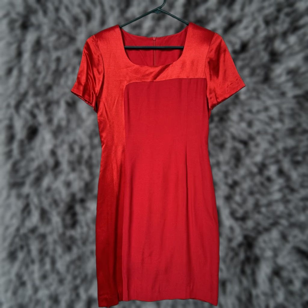 Vintage VINTAGE Quadra Dress L Women Short Sleeve Knee Length Red Solid Cocktail Party/Cocktail Size L / US 10 / IT 46 - 1 Thumbnail