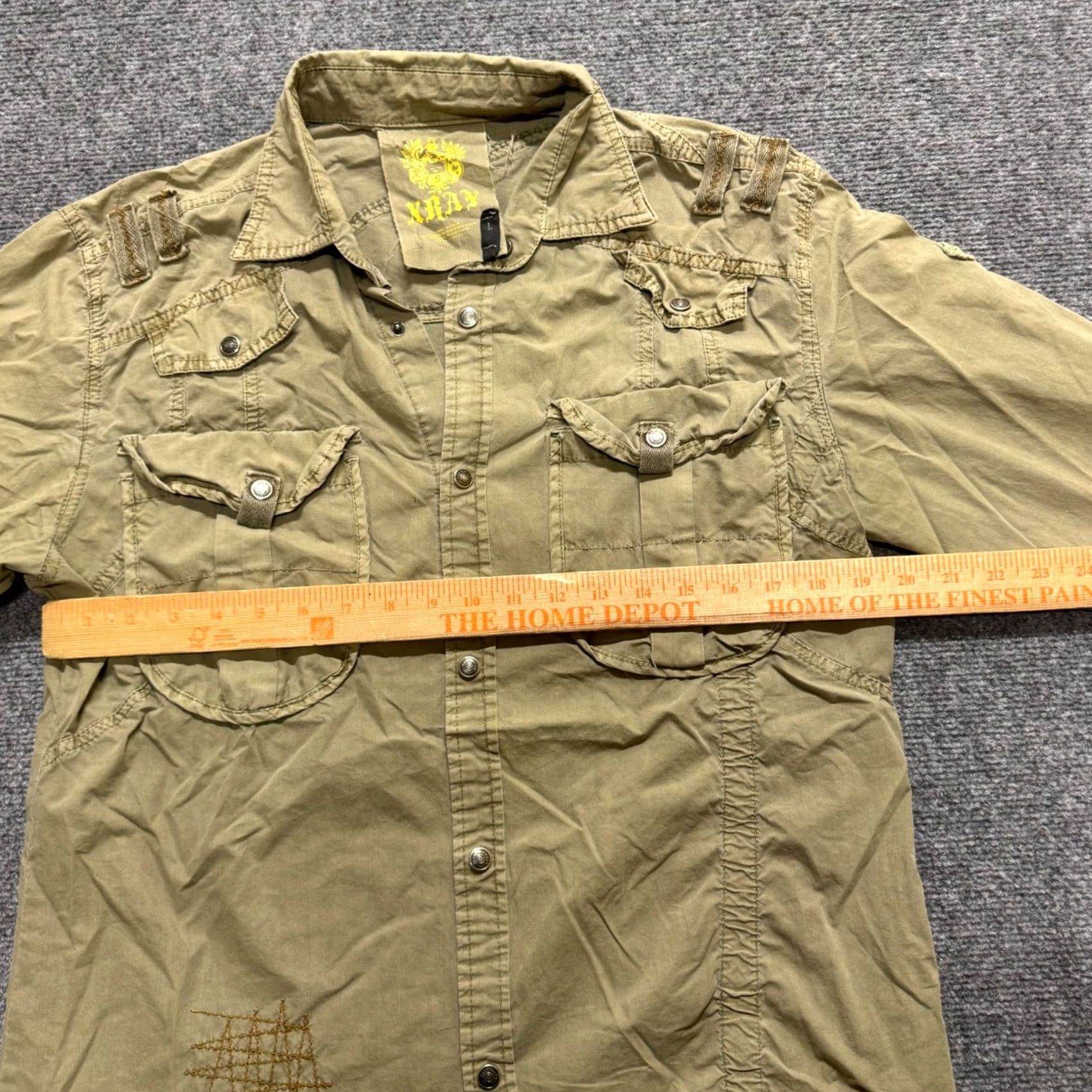 Vintage VTG Y2K Plaid Button Up Shirt Mens L Long-sleeve Embroidered Distressed Military X-ray (Unbranded) Size US L / EU 52-54 / 3 - 5 Thumbnail
