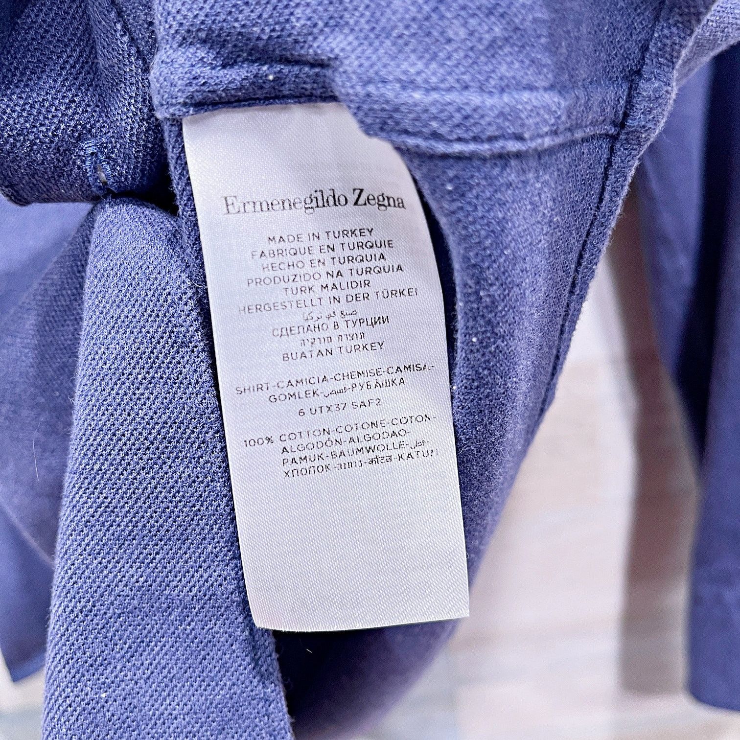 Ermenegildo Zegna Ermenegildo Zegna Cotton Pique Sport Shirt Blue Mens Large Size US L / EU 52-54 / 3 - 6 Thumbnail