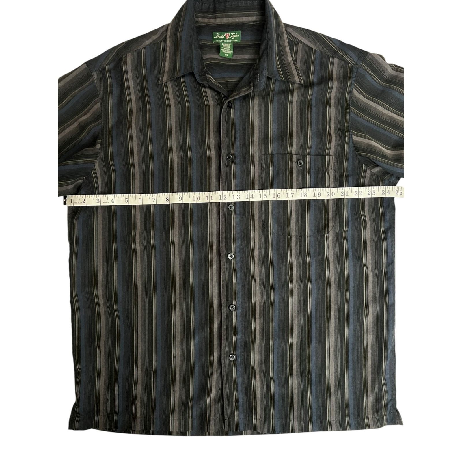David Taylor David Taylor Striped Short Sleeve Button Up Shirt Black Gray Size US XL / EU 56 / 4 - 9 Thumbnail