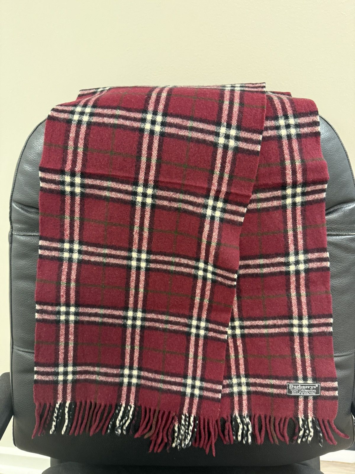 Burberry Burberry Lambswool Burgundy Scarf Size ONE SIZE - 1 Thumbnail