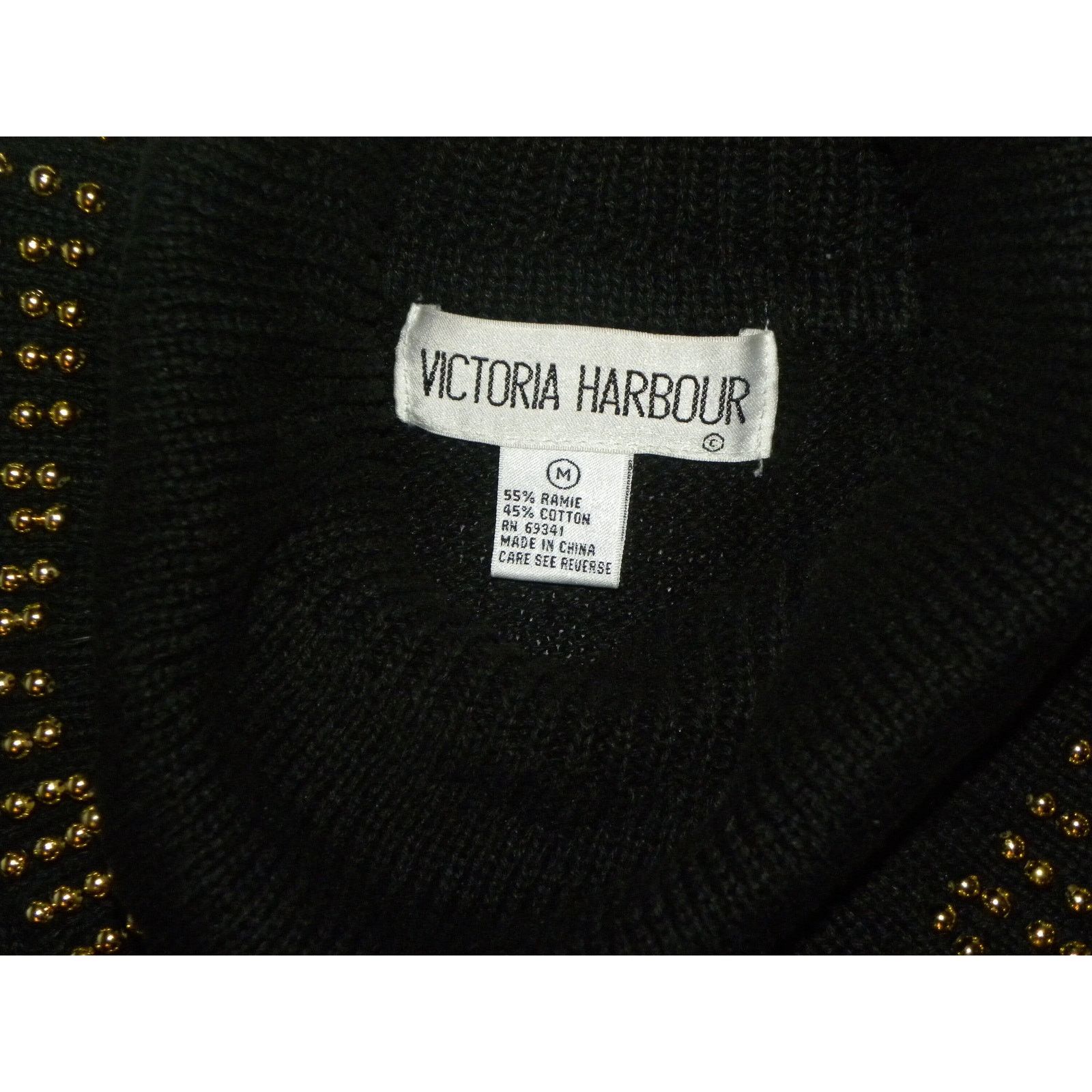 Vintage 90's Black Beaded Jeweled Cowl Neck Sweater Tunic Knit Dress Size M / US 6-8 / IT 42-44 - 8 Thumbnail