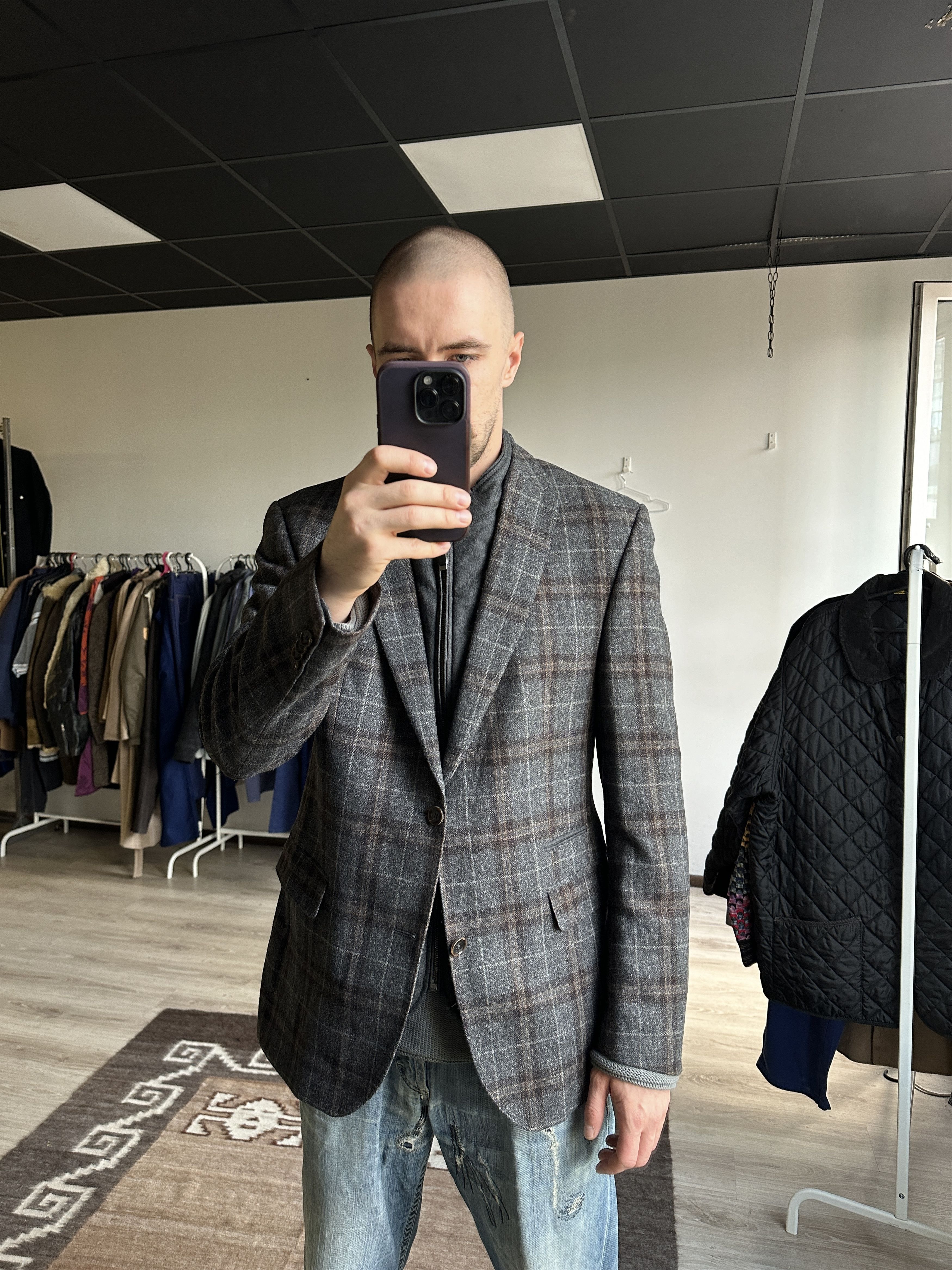 Vintage Carl Gross Modern Fit Check Wool Blazer Jacket 7872AC Size US L / EU 52-54 / 3 - 10 Thumbnail