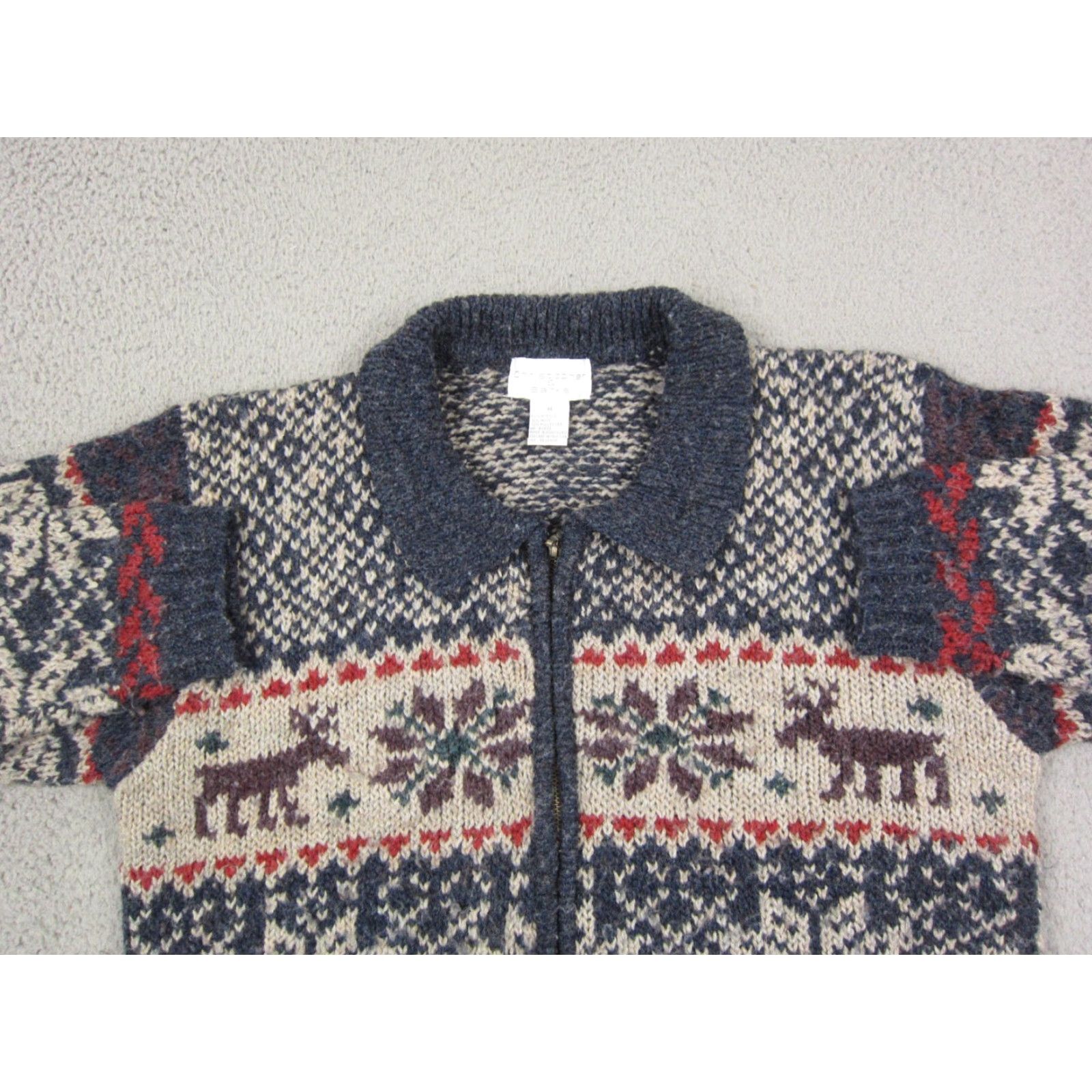 Vintage VINTAGE Christopher & Banks Cardigan Sweater Womens M Blue Fair Isle Cardigan 90s Womens Black? Size M / US 6-8 / IT 42-44 - 2 Thumbnail