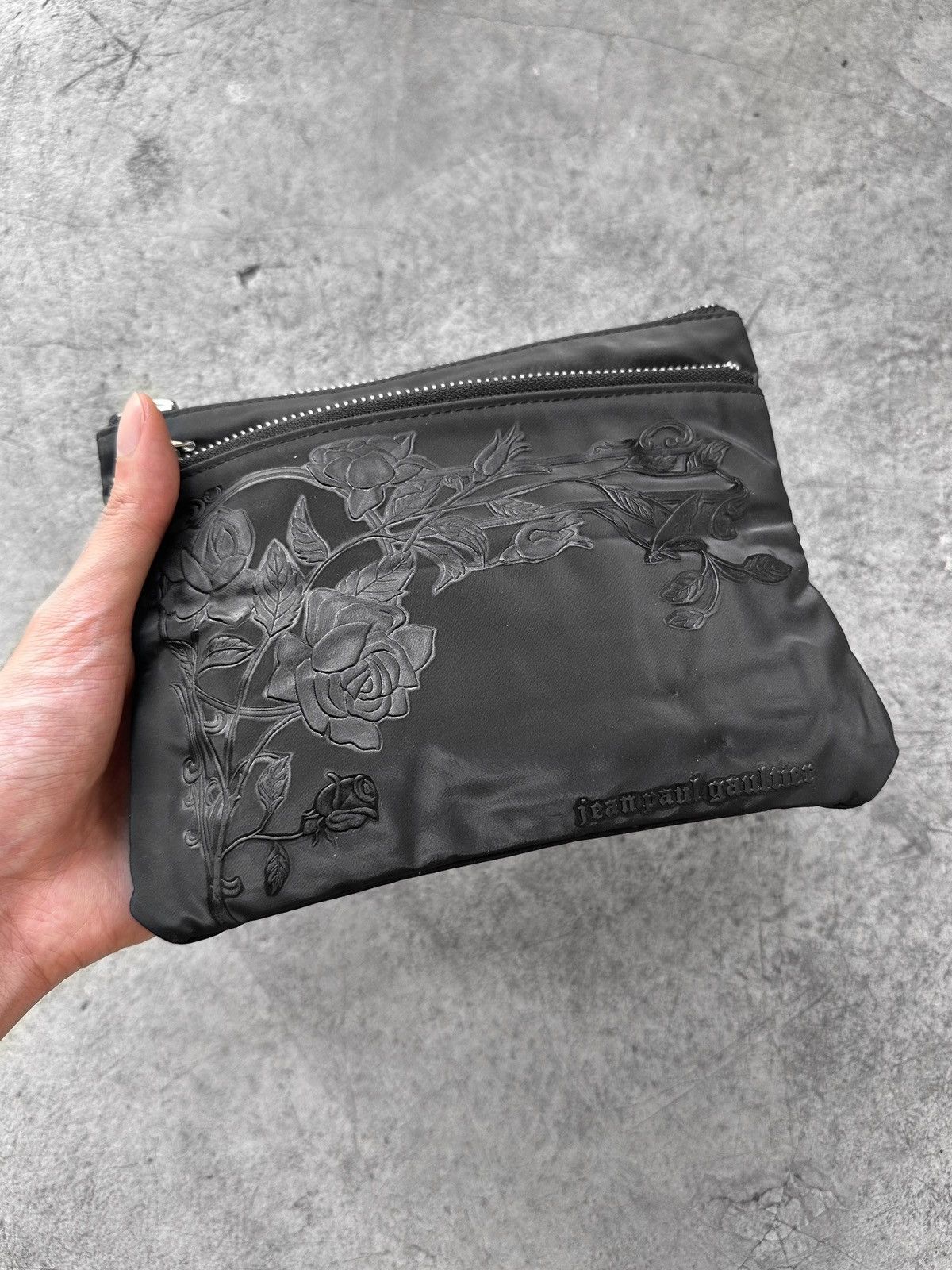 Jean Paul Gaultier Black Rose Embossed Pouch Size ONE SIZE - 1 Thumbnail