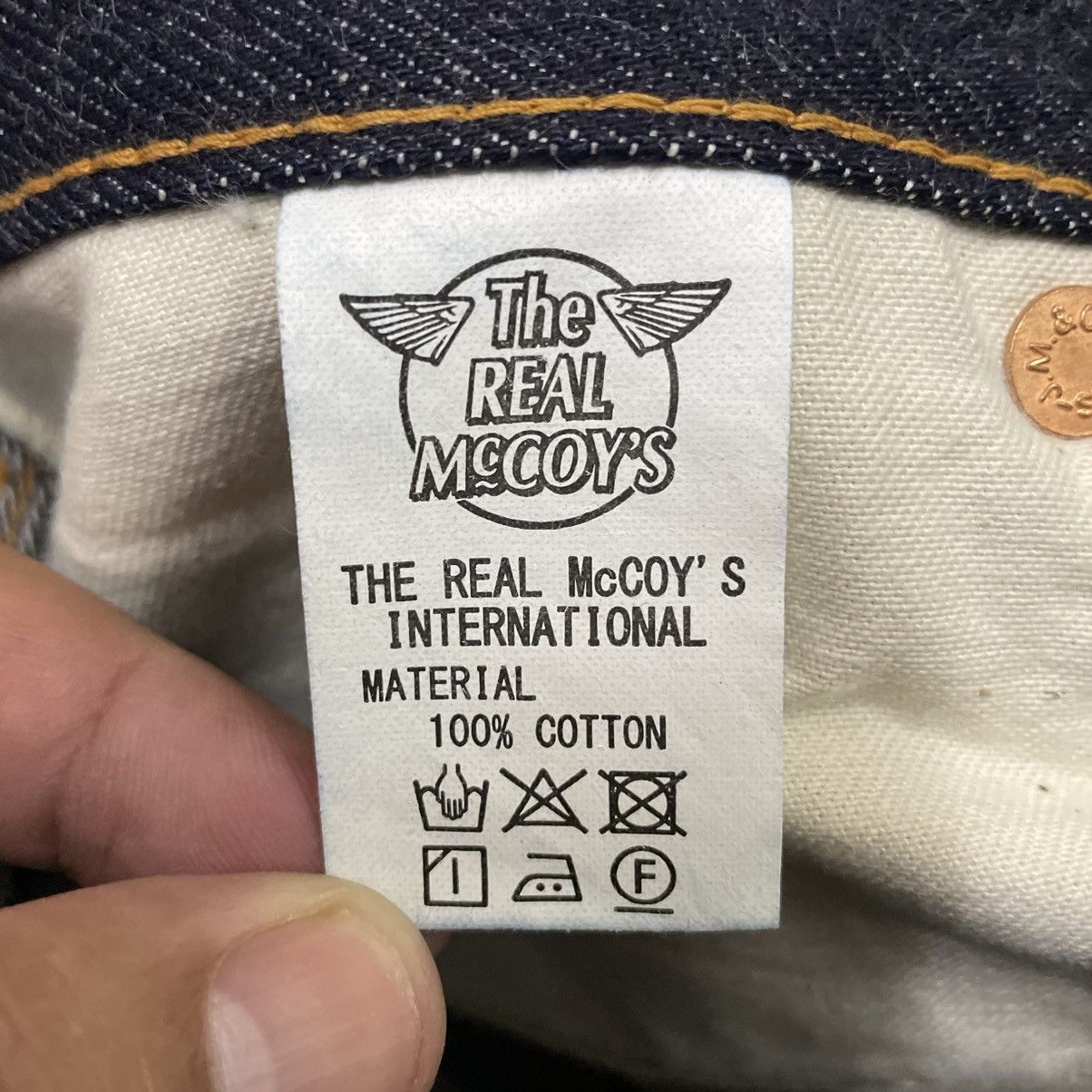 The Real McCoy's 🔥🇯🇵NOS Unworm Joe Mc Coy Stoned Washed Selvedge Denim Jeans Size US 32 / EU 48 - 13 Thumbnail