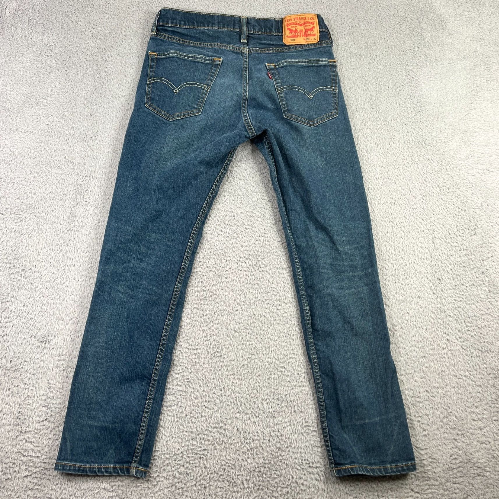 Levi's VINTAGE Levi's 502 Jeans Mens 29x30 Dark Wash Blue Taper Stretch Denim Regular Fit Size US 29 - 7 Thumbnail