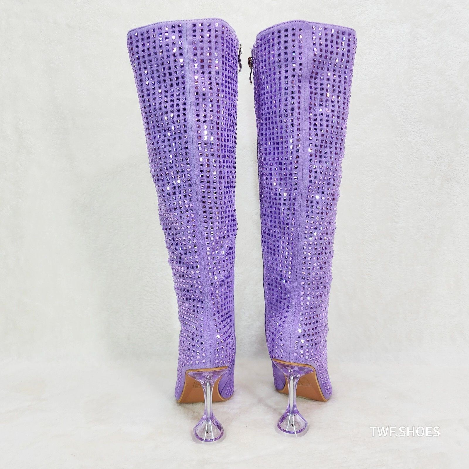 Other Glamour Shot Mirrored Rhinestone Tinted 4" Pyramid Heel Knee Size US 6 / IT 36 - 5 Thumbnail
