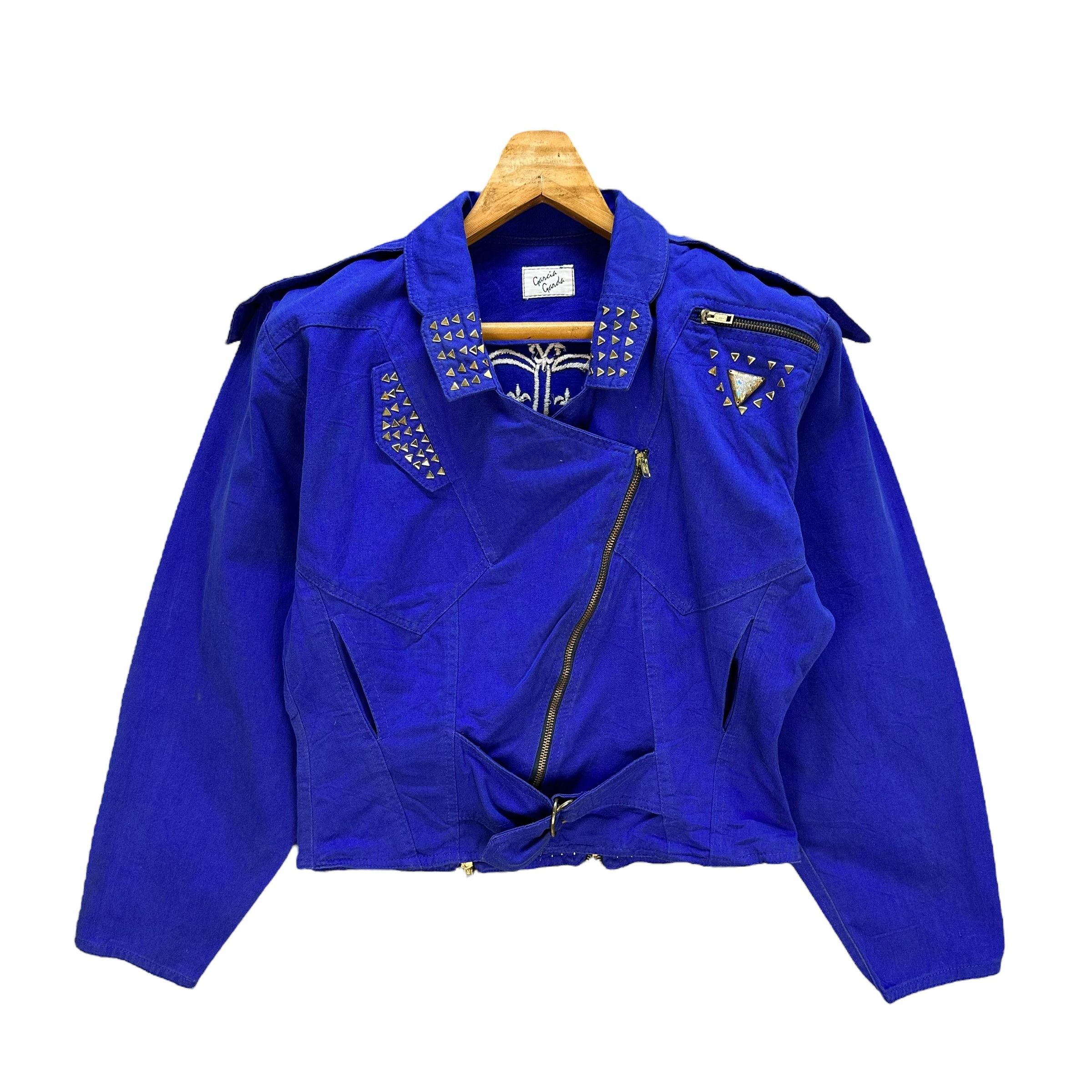 If Six Was Nine GARCIA GARDA Big Logo Studded Blue Crop Jacket #A51-1197 Size S / US 4 / IT 40 - 3 Thumbnail