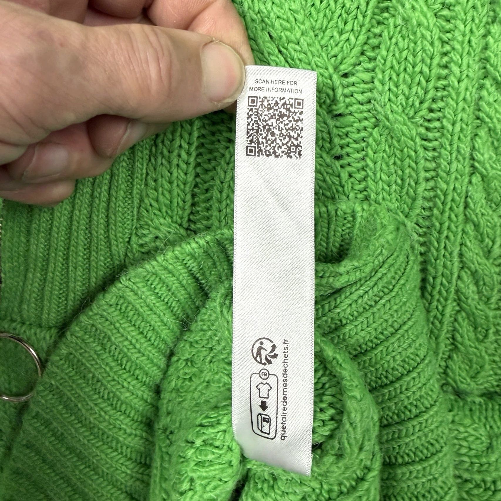 Topshop VINTAGE Topshop Green Cable Knit Quarter Zip Sweater S Ring Pull Chunky Pullover Cozy Womens Small Size S Size S / US 4 / IT 40 - 7 Thumbnail