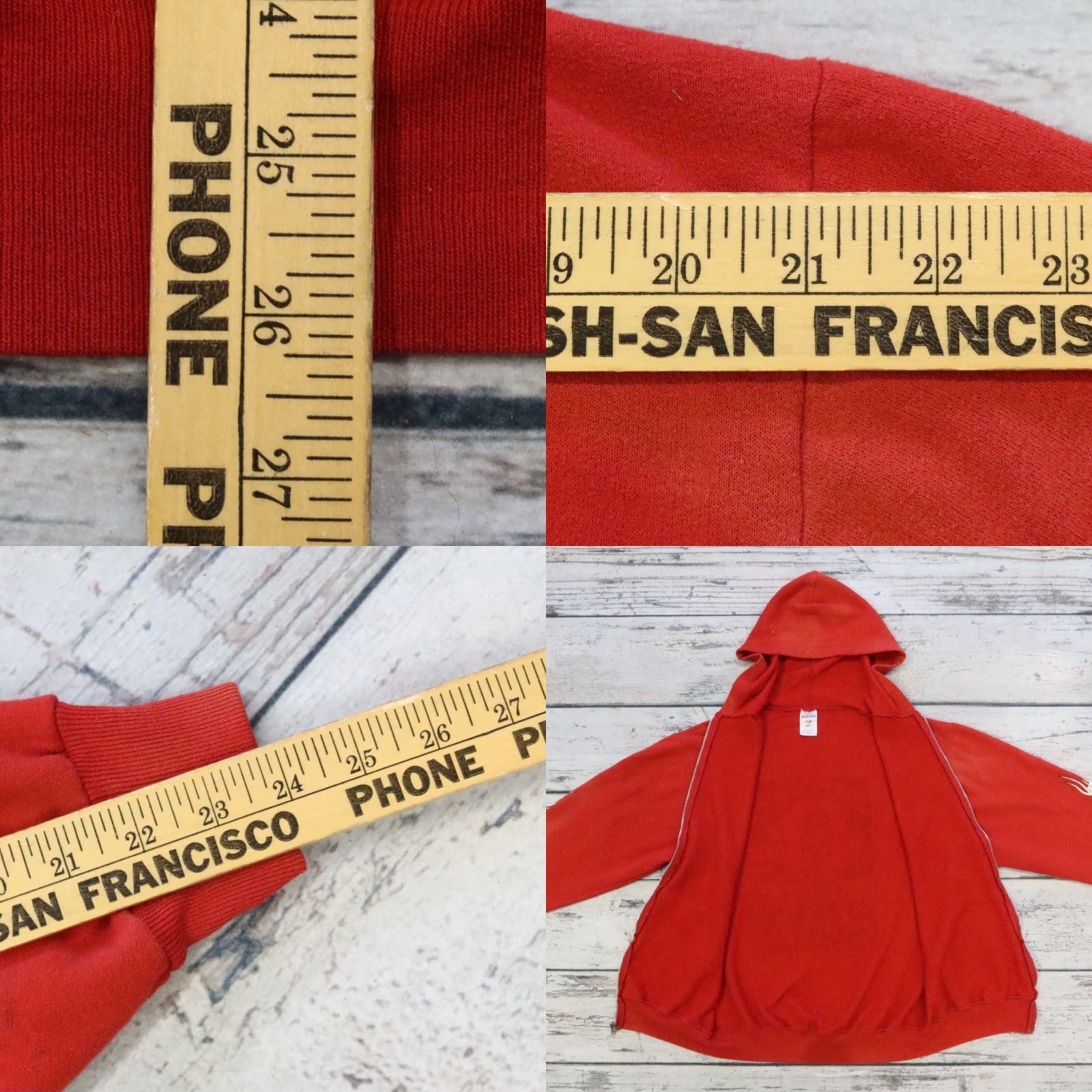 Jerzees Vintage Hells Angel Support Red and White 81 San Jose Zip Up Hoodie Sweatshirt Hoodie M Red Mens Size US M / EU 48-50 / 2 - 9 Thumbnail