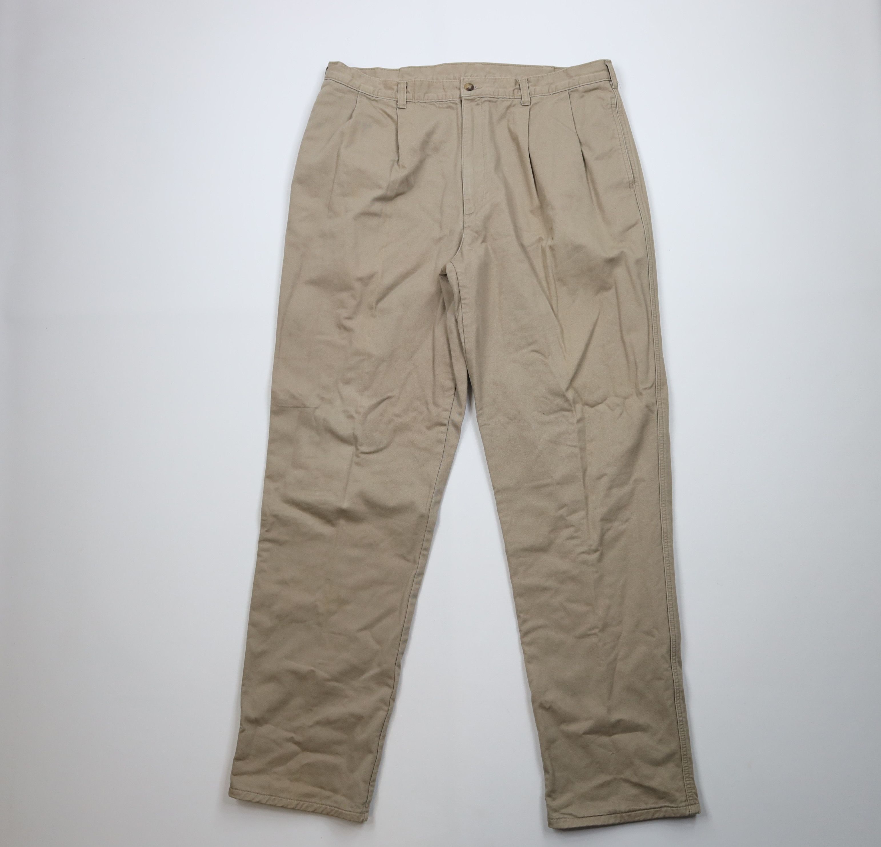 L.L. Bean Vintage 90s LL Bean Flannel Lined Wide Leg Chino Pants USA Size US 38 / EU 54 - 2 Thumbnail