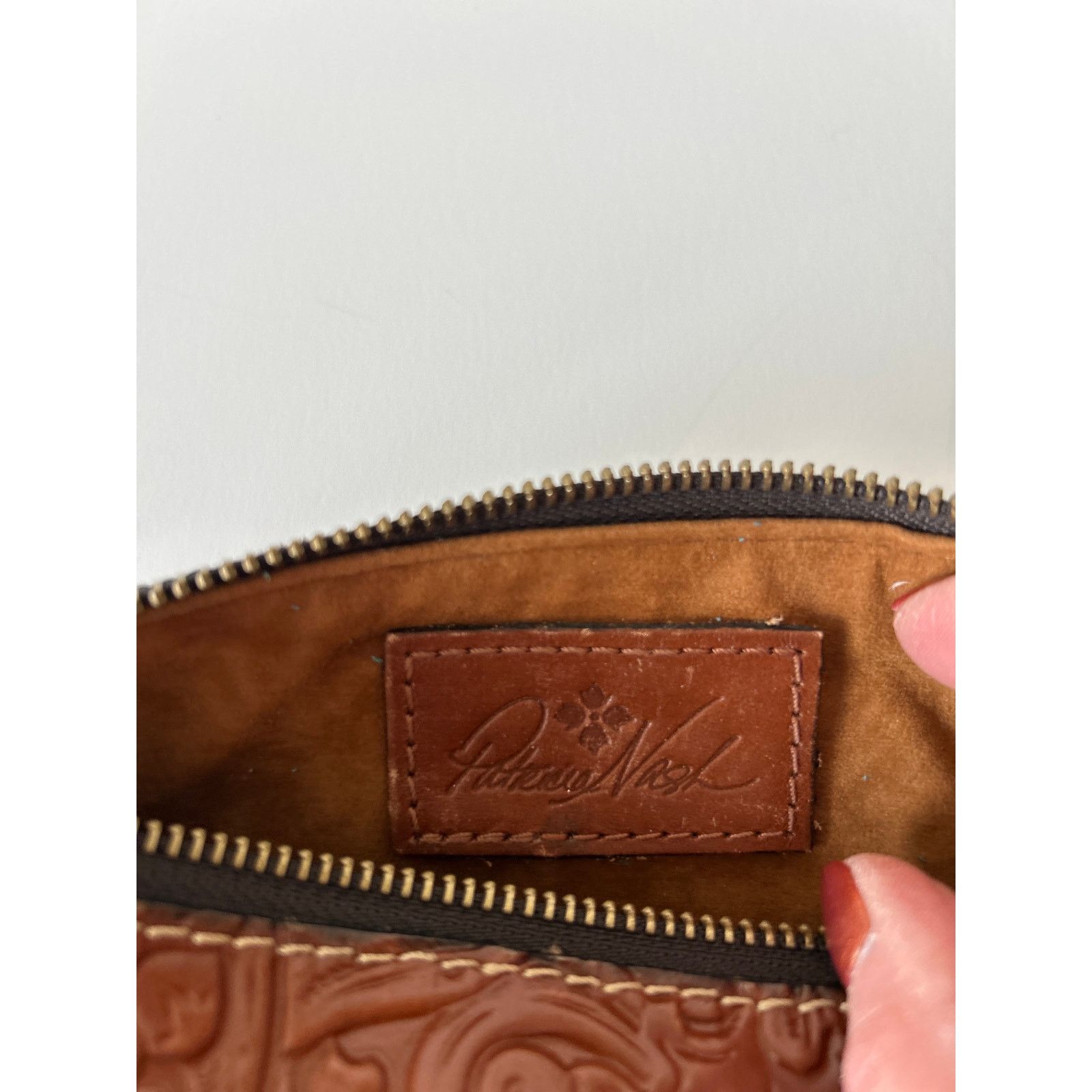 Patricia Nash Patricia Nash Embossed Leather Brown Pencil Case Size ONE SIZE - 8 Thumbnail