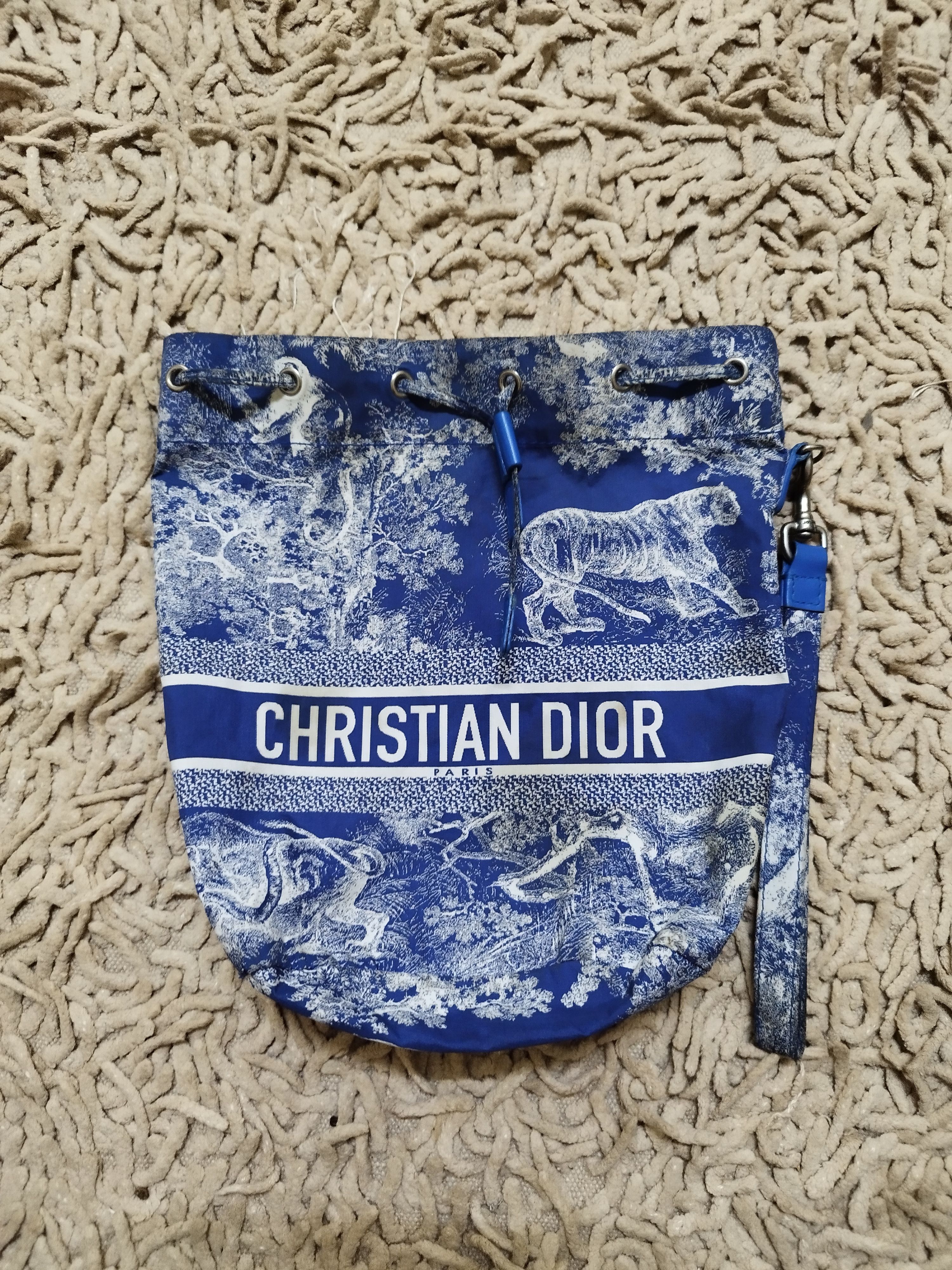Christian Dior Monsieur Christian Dior Logo Travel Drawstring Pouch Printed Fabric Size ONE SIZE - 3 Thumbnail