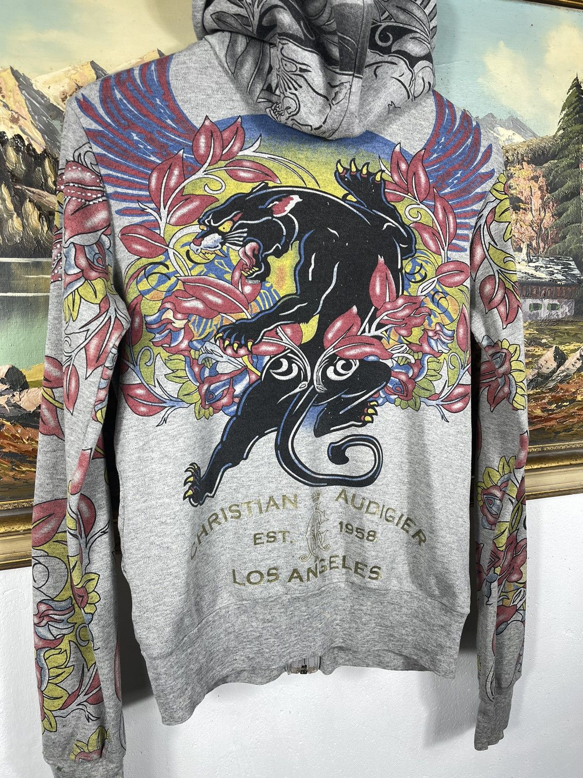 Christian Audigier × Ed Hardy × Vintage Ed Hardy x Christian Audigier Retro 00s Hoodie With Crystals Size M / US 6-8 / IT 42-44 - 10 Thumbnail