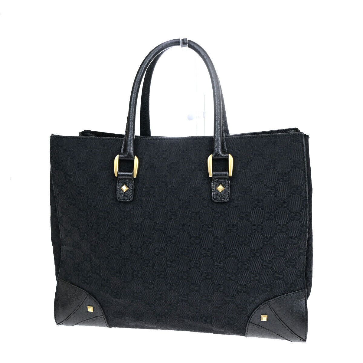 Gucci Logo Black Canvas Handbag (Pre-Owned) Size ONE SIZE - 1 Thumbnail