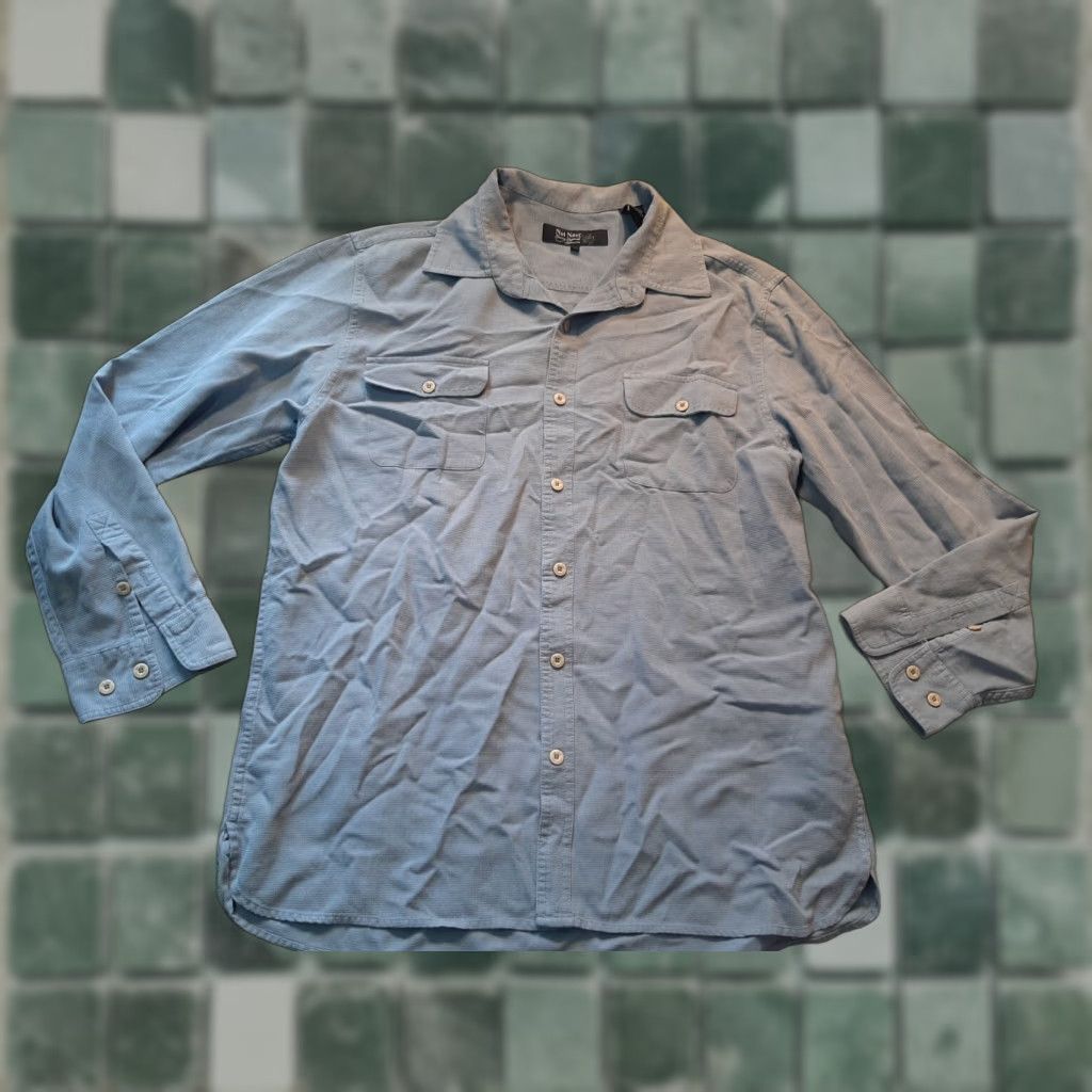 Nat Nast Nat Nast originals Mens long sleeve Button Down Shirt Blue Large L Silk / Cotton Size US L / EU 52-54 / 3 - 1 Thumbnail