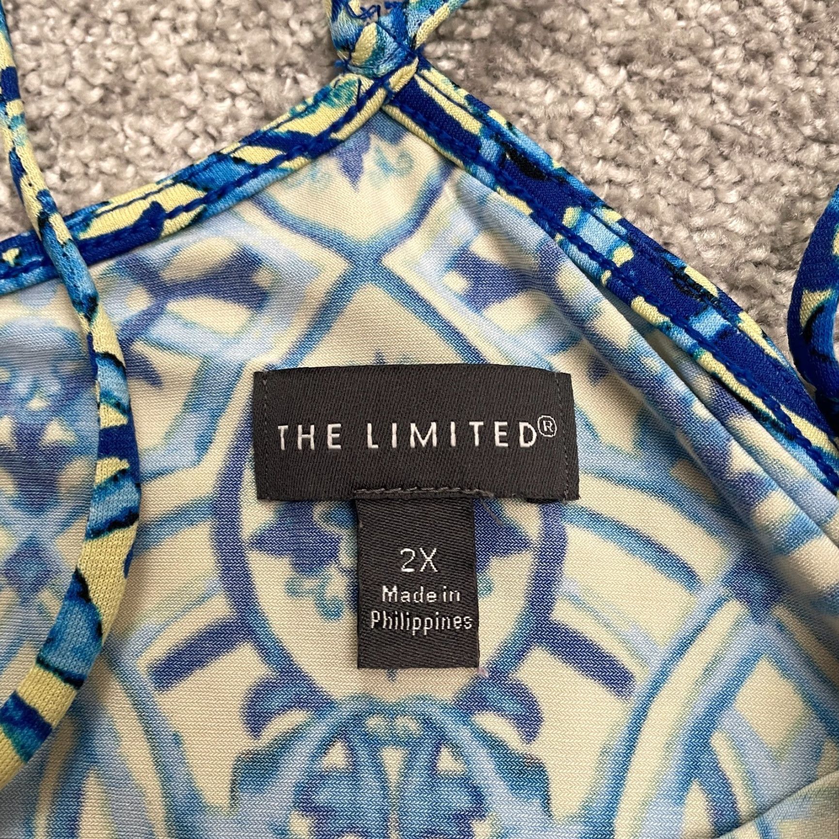 Vintage The Limited Halter Camisole Tank Top Womens 2X Blue Geometric Stretch Casual Tank Size XXL / US 16-18 / IT 52-54 - 5 Thumbnail