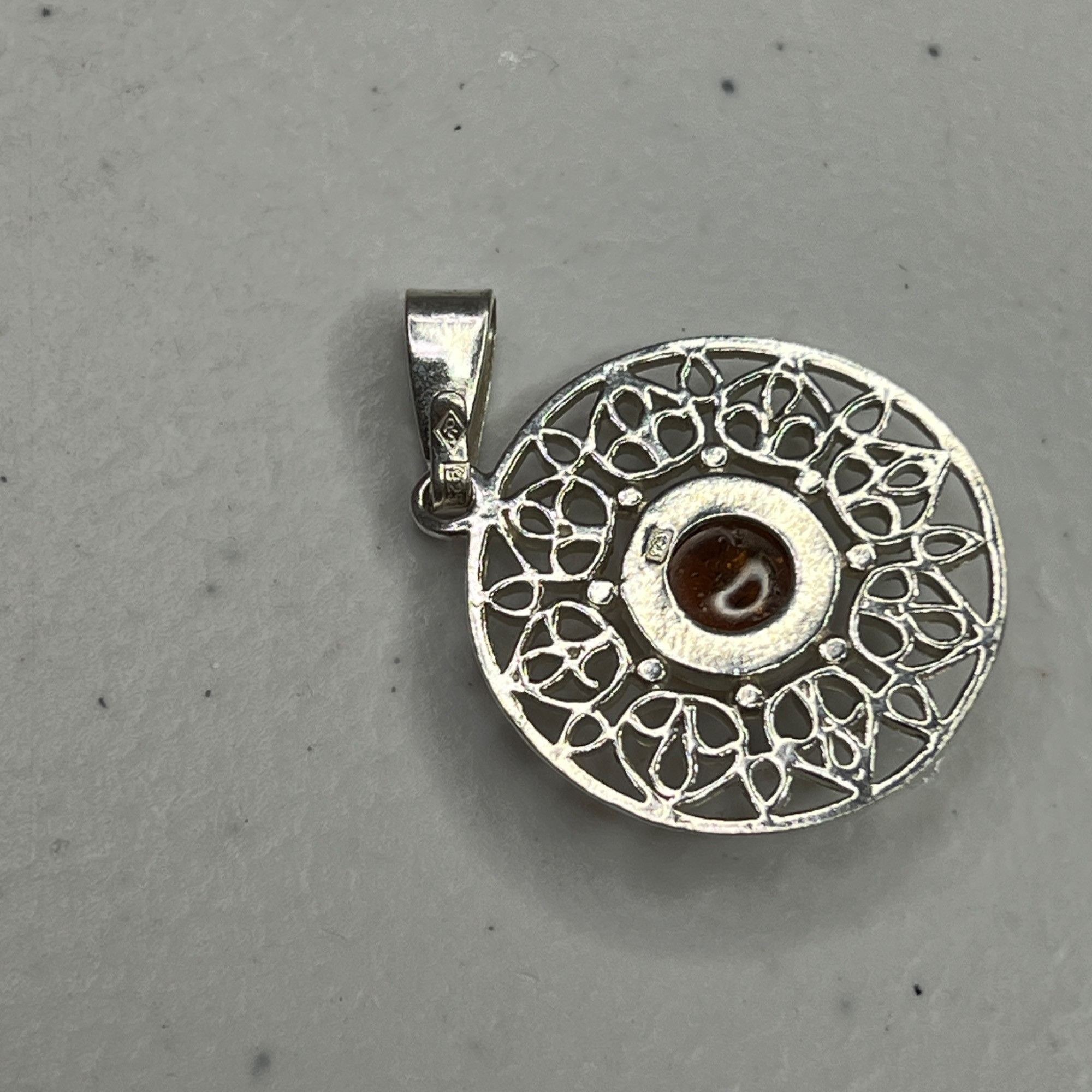 Other Amber & Sterling Silver Intricate Filigree Pendant With Circ Size ONE SIZE - 7 Thumbnail