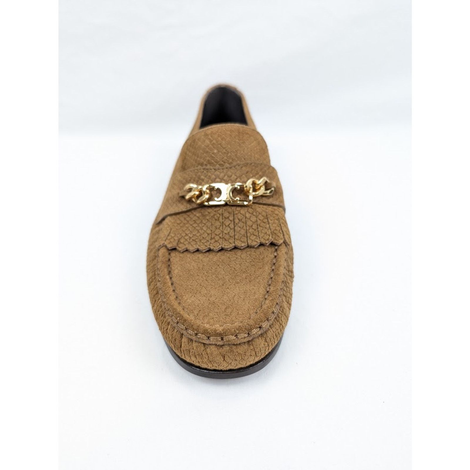 Celine o1rshd1 Lizard Stamped Suede Calfskin Loafers in Tan Size US 9 / EU 42 - 8 Thumbnail