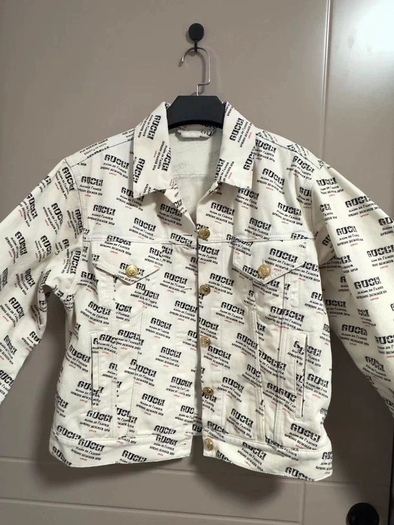 Gucci Gucci Full logo bullet screen denim jacket 2501-Nextarrow Size US S / EU 44-46 / 1 - 1 Thumbnail