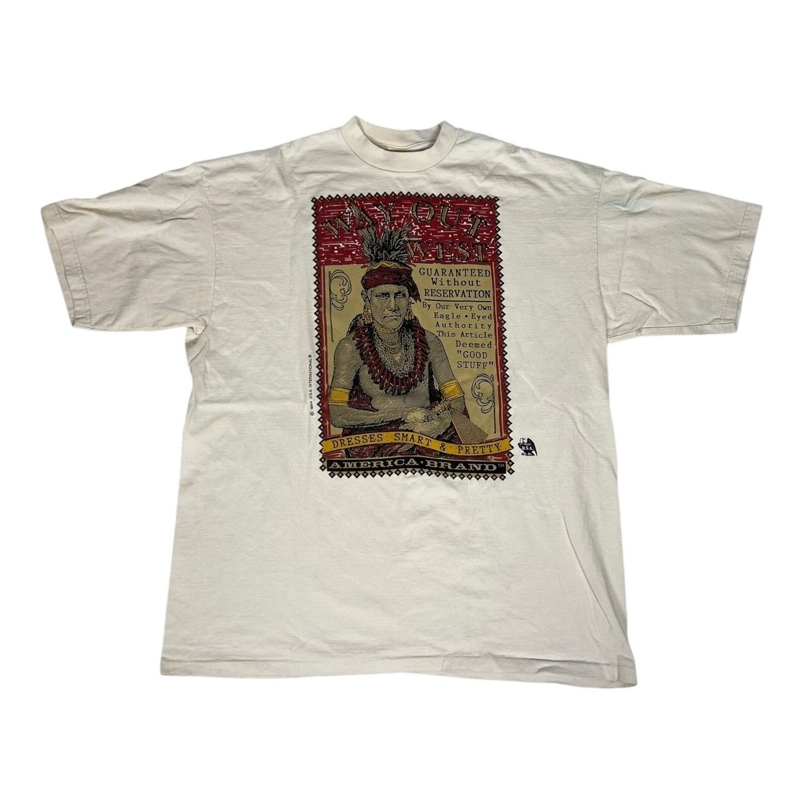 Vintage Vintage Way Out West American Brand T-Shirt WOW Native Ameri Size US XXL / EU 58 / 5 - 1 Thumbnail