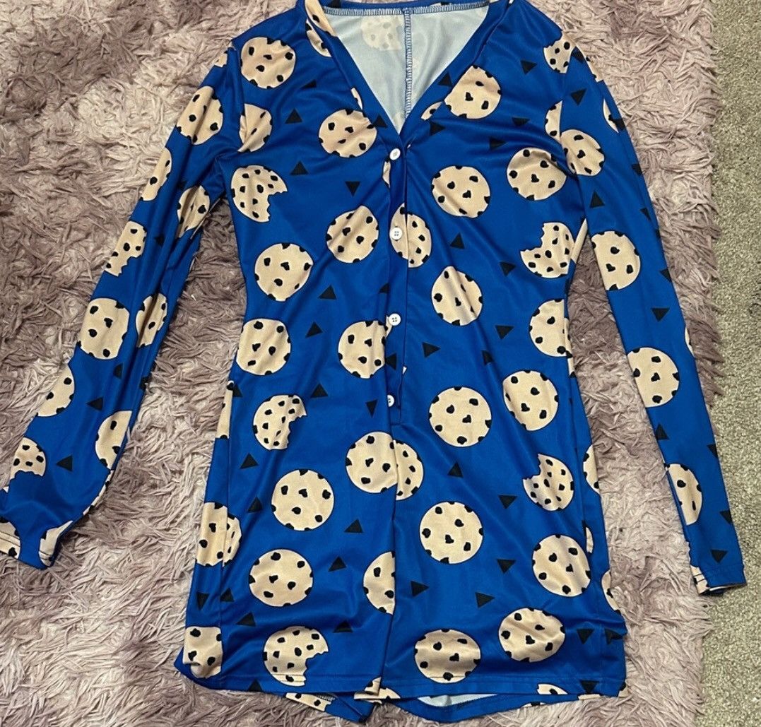 Shein Blue cookie print onesie Size S / US 4 / IT 40 - 1 Thumbnail