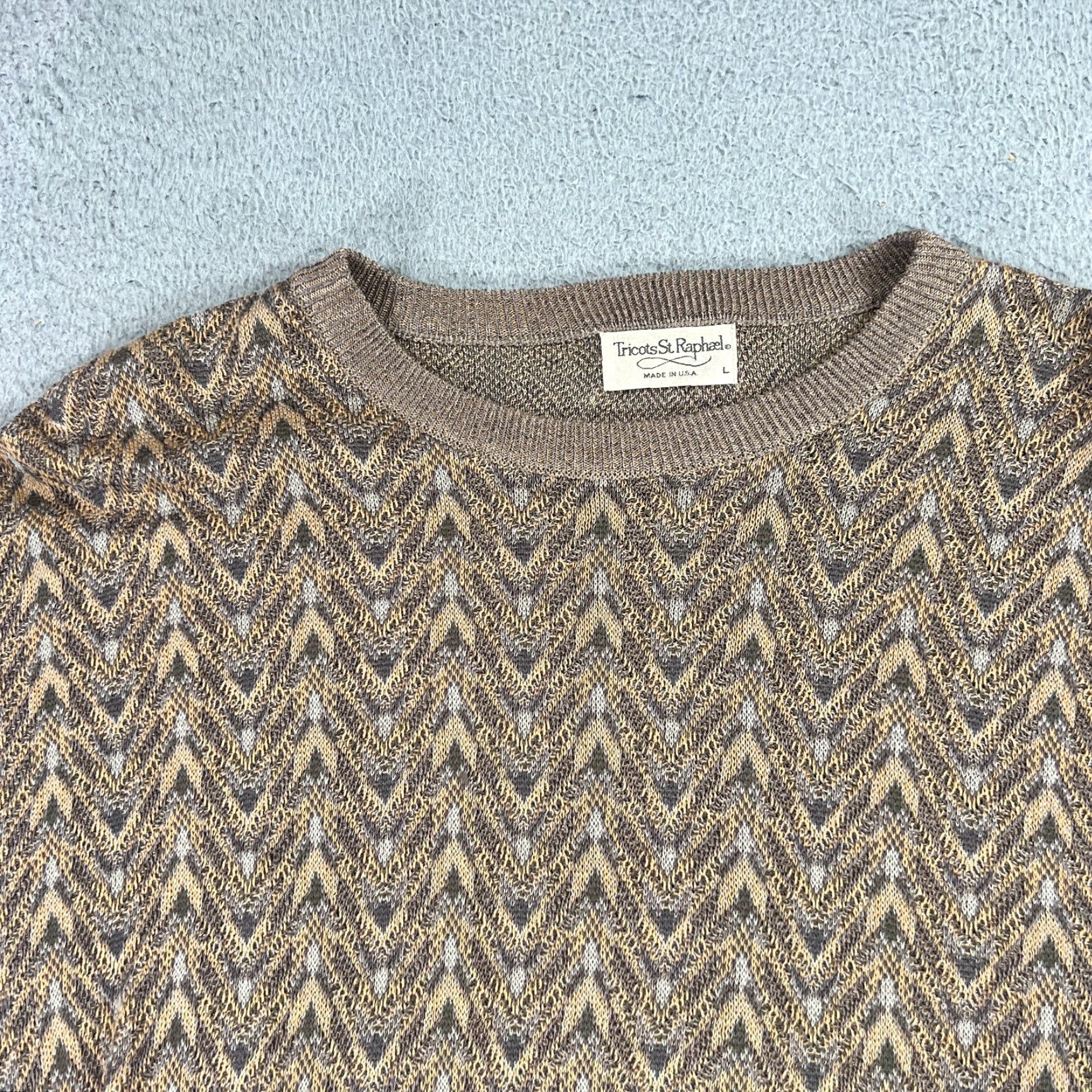 Vintage VINTAGE Tricots St Raphael Knit Sweater Mens L Large Geometric 3D Design USA MADE Streetwear? Size US L / EU 52-54 / 3 - 2 Thumbnail