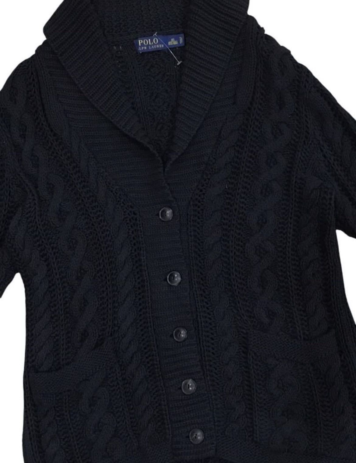 Polo Ralph Lauren × Ralph Lauren × Vintage Polo Ralph Lauren Cable Knit Shawl Cardigan Size S / US 4 / IT 40 - 2 Thumbnail