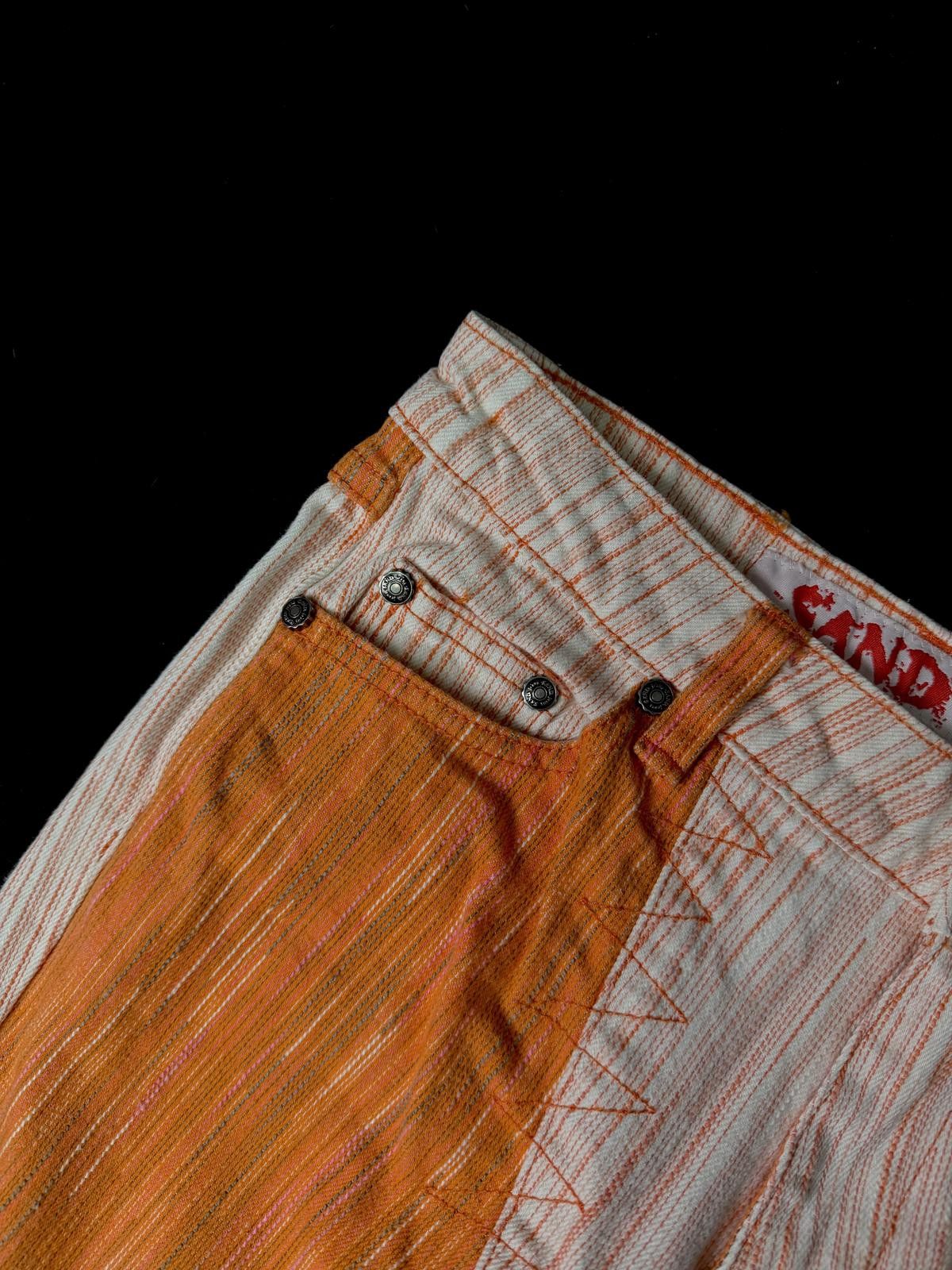 Japanese Brand Deadstock Vtg Retro Two-Tone Flared Pants with Stitch Detail Size 25" / US 0 / IT 36 - 7 Thumbnail