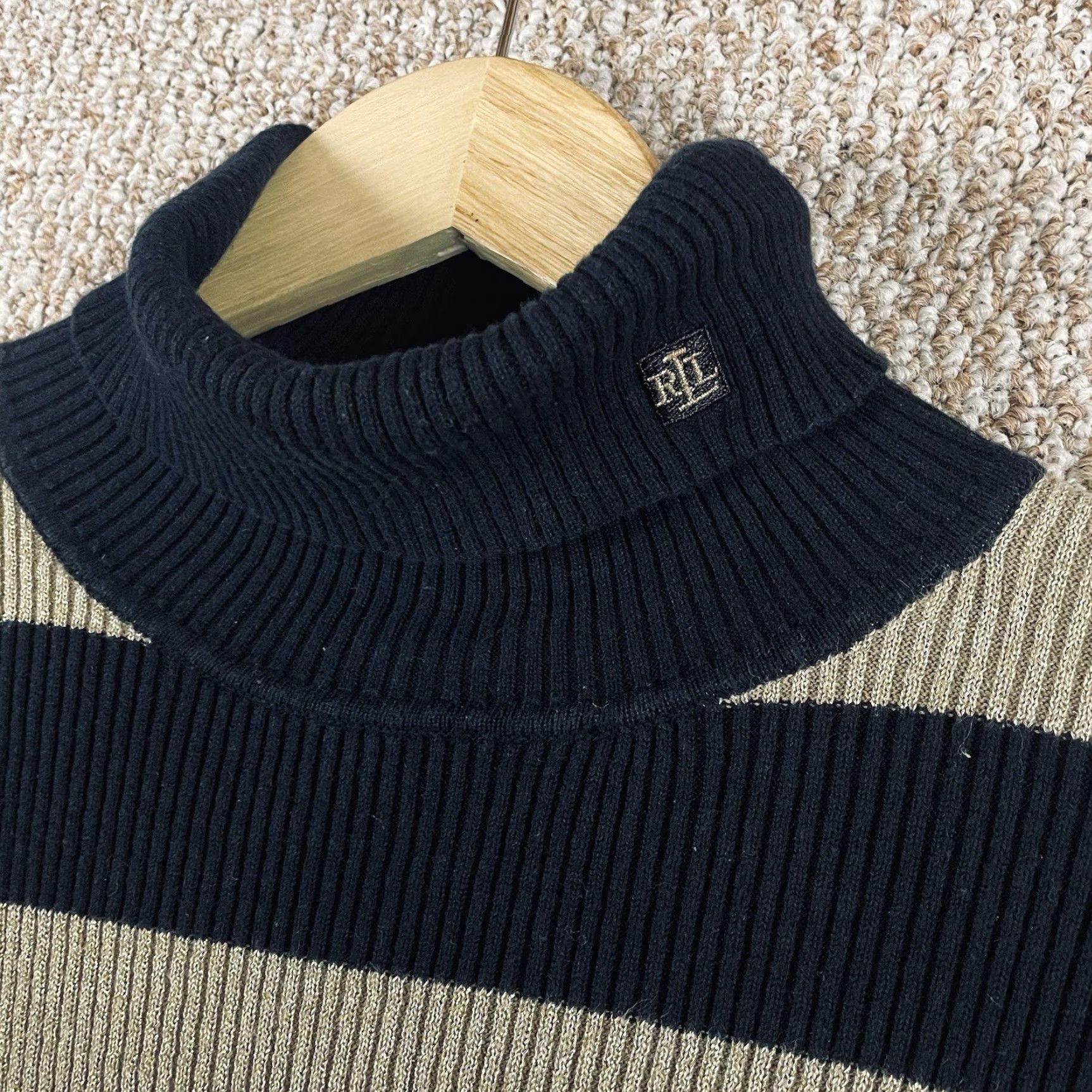 Ralph Lauren Ralph Lauren Sweater Women XL Turtleneck Striped Black Cotton Blend Knit Pullover Plus Size Y2K 90s Dark Academia Vintage No Womens A93 Size XL / US 12-14 / IT 48-50 - 4 Thumbnail