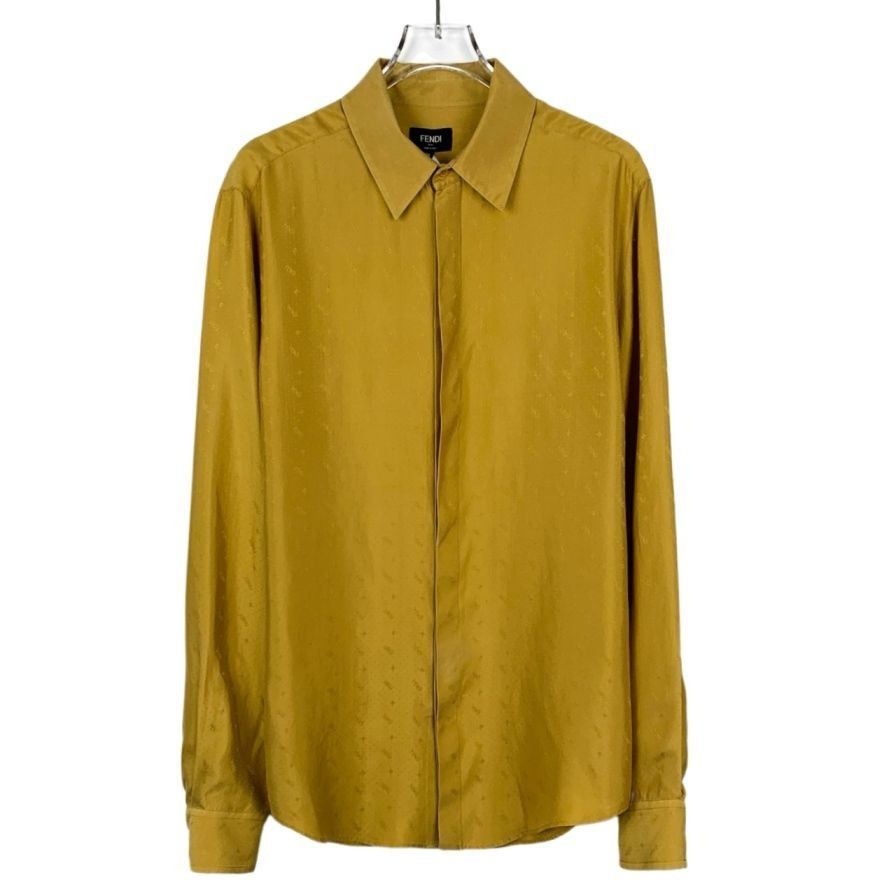Fendi Fendi Yellow Silk Long-Sleeve Shirt with Logo Monogram (Size Size XS / US 0-2 / IT 36-38 - 1 Thumbnail